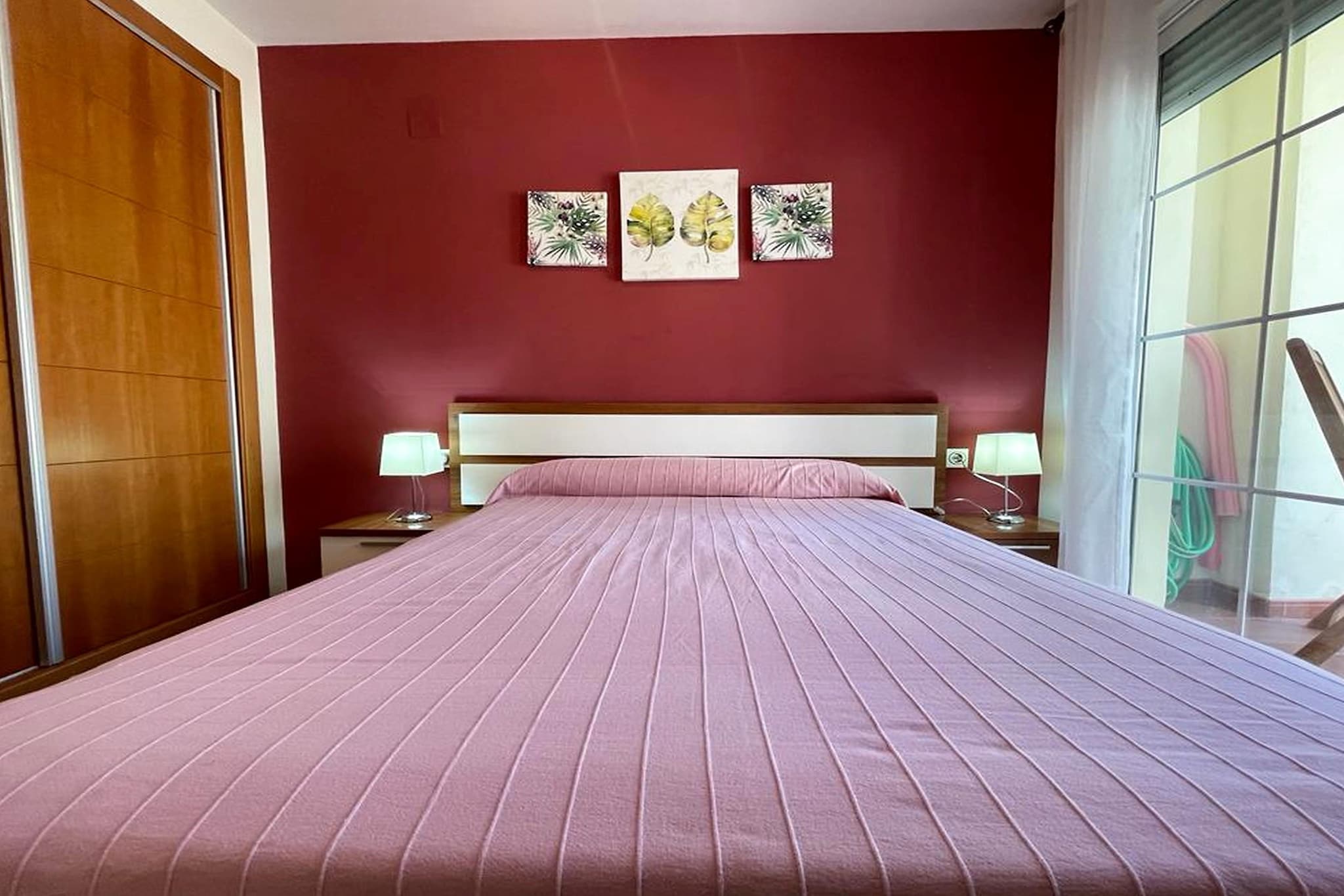 Ground floor: (Entrance(shared entrance, reachable from the outside), Living room(double sofa bed, TV(flatscreen, international television channels), dining table, seating area), Kitchen(hob(4 ring stoves, electric), toaster, hood, coffee machine(filter), oven, microwave, fridge-freezer), bedroom(double bed(135 x 190 cm), TV(flatscreen)), bedroom(single bed(90 x 190 cm), single bed(90 x 190 cm)), bathroom(bathtub with shower, washbasin, toilet), bathroom(shower, washbasin, toilet), washing room(washing machine, ironing board, iron), dining table, air conditioning, terrace(private, 15 m2), garden furniture, lift, hammock, hammock, air to air heatpump)\n\nBasement: (garage(shared entrance, reachable from the outside), fitness equipment(shared with other guests))\n\ngarden doors, garden(shared with other guests, illuminated), garden furniture, swimming pool(shared with other guests, outside, opened from Jan upto and including Dec), swimming pool(shared with other guests, outside), swimming pool(shared with other guests, outside)