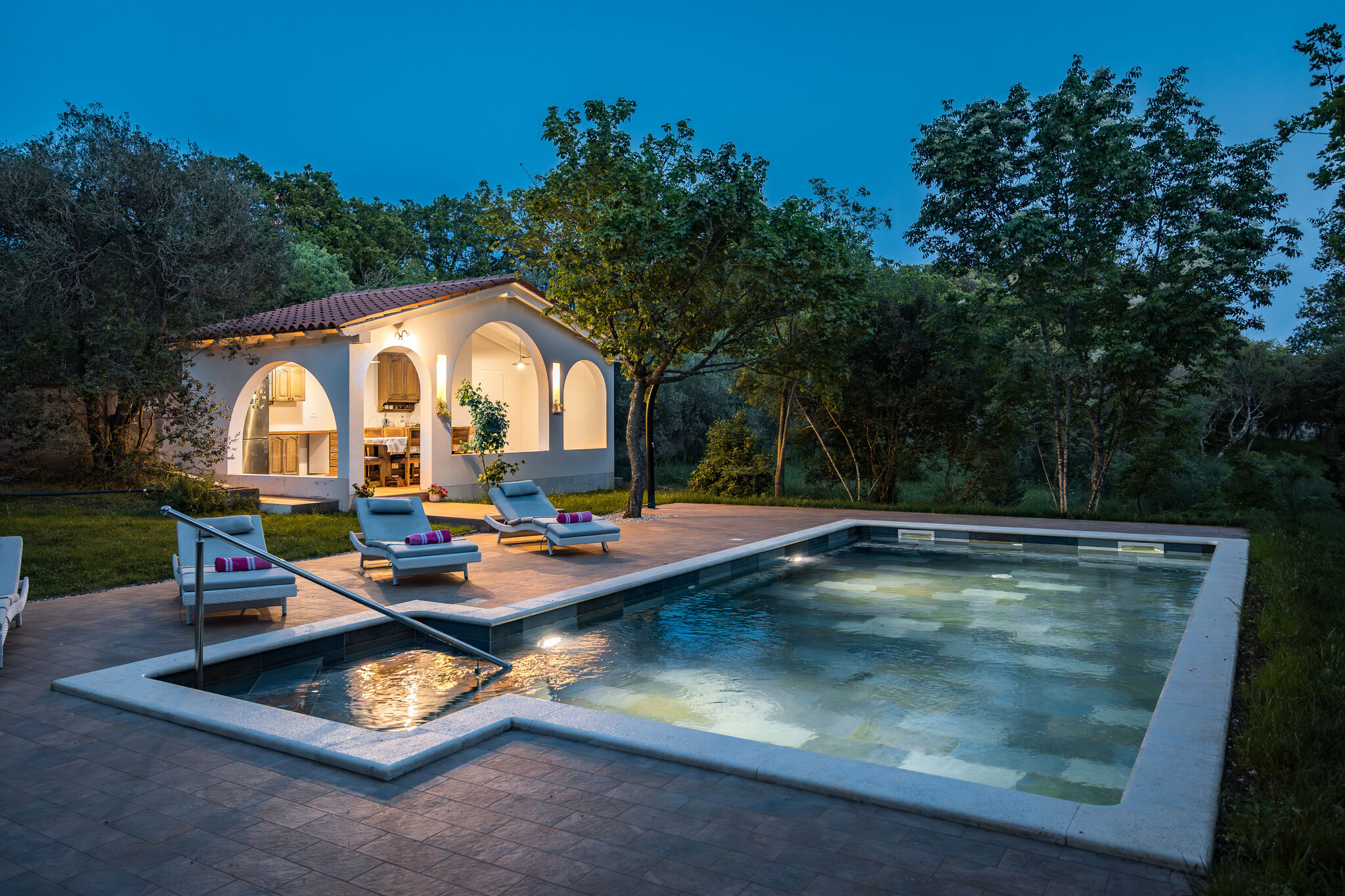 Beautiful villa with a pool and a fenced garden
