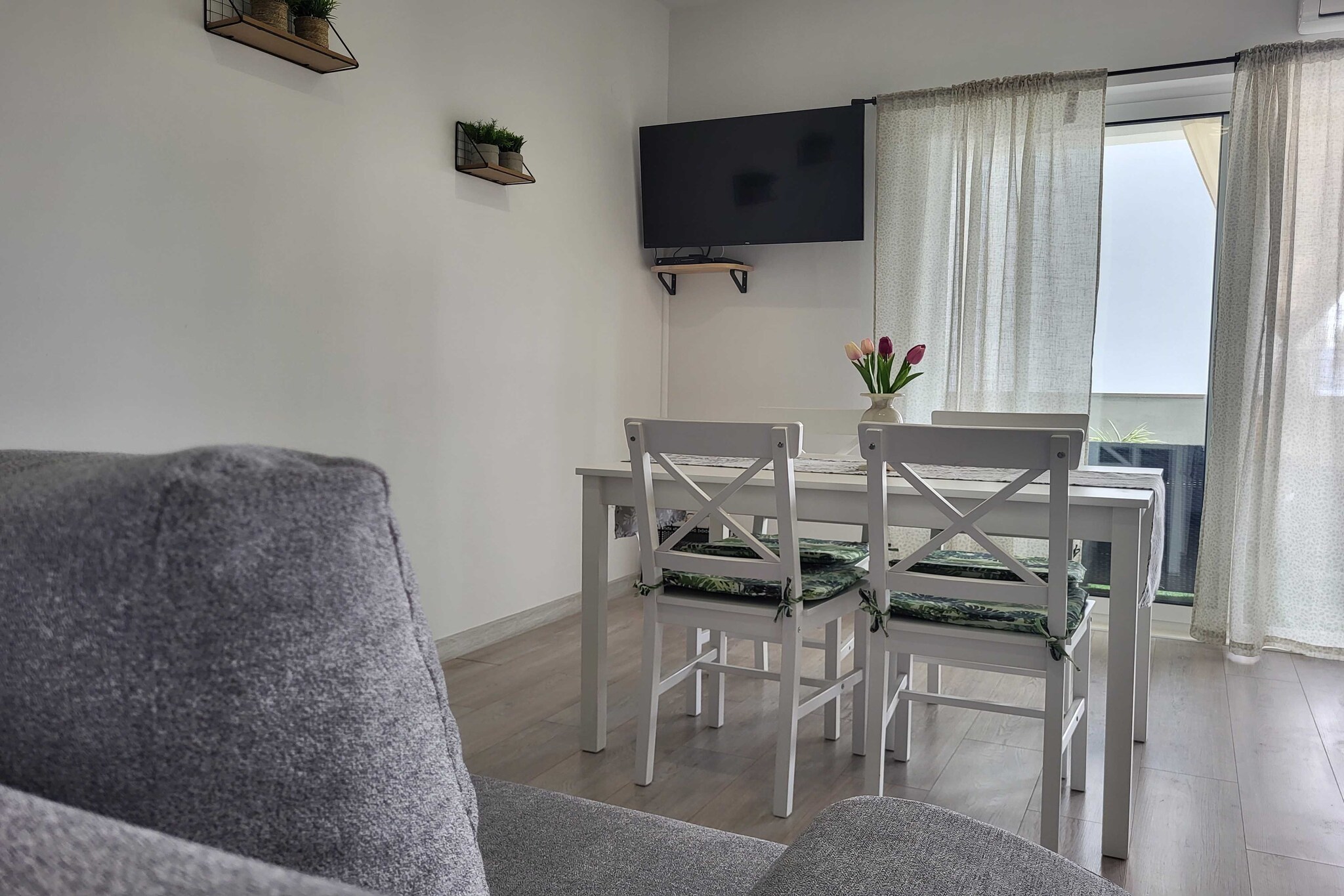 Apartments Sun & Sea are situated in in Dugi Rat, a small coastal town located 5 km from OmiÅ¡. 

BBQ grill facilities with an outdoor dining area are at your disposal. All the units come with terrace or balcony with an outdoor furniture which makes this place a perfect spot for a nice and relaxing family or friends vacation. 

Free private parking is provided, reservation is not needed.

Luggage storage is possible prior to check in and after check out.

Baby cot is available upon request.

This lovely one bedroom apartment with furnished terrace is perfectly fit for up to four people. It features air conditioning as well as SAT LCD TV. The open space living room comes with sofa and sitting area, and it's combined with the equipped kitchen and
dining area. The private bathroom comes with shower and toilet. Free toiletries, hair dryer as well as linens and towels are at your disposal.
This one bedroom apartment is located on the first floor.

Due to the properties good location, everything you may need during your stay can be found in the area. Beach is only 35 m away! Restaurants and bars are located 30 m from the property, while market is 20 m from Apartments Sun & Sea.

Split Airport is 35 km away from the property, while BraÄ Airport is 18 km away. The bus stop that connects this area with OmiÅ¡ and Split is located only 300 m away.