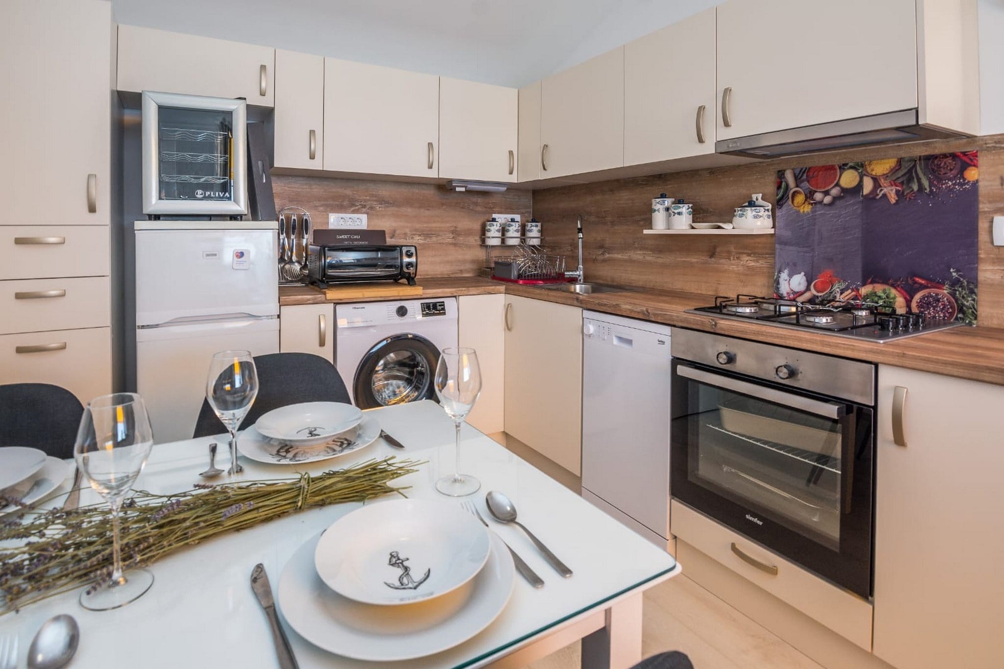 Apartments Sea Eyes - Two Bedroom Apartment with Balcony and Sea View (Kat)-Kitchen