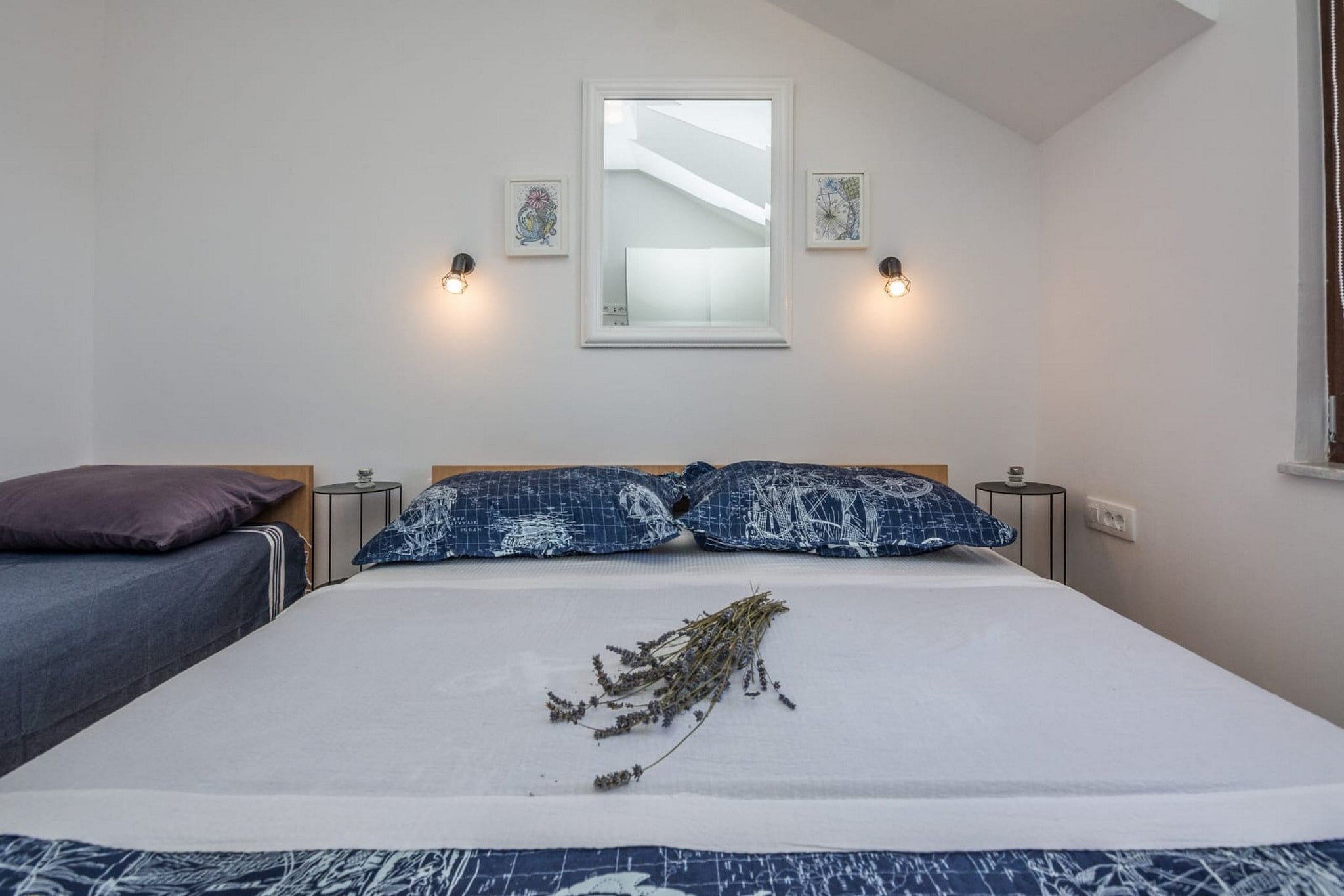 Apartments Sea Eyes - Two Bedroom Apartment with Balcony and Sea View (Kat)-Bedroom