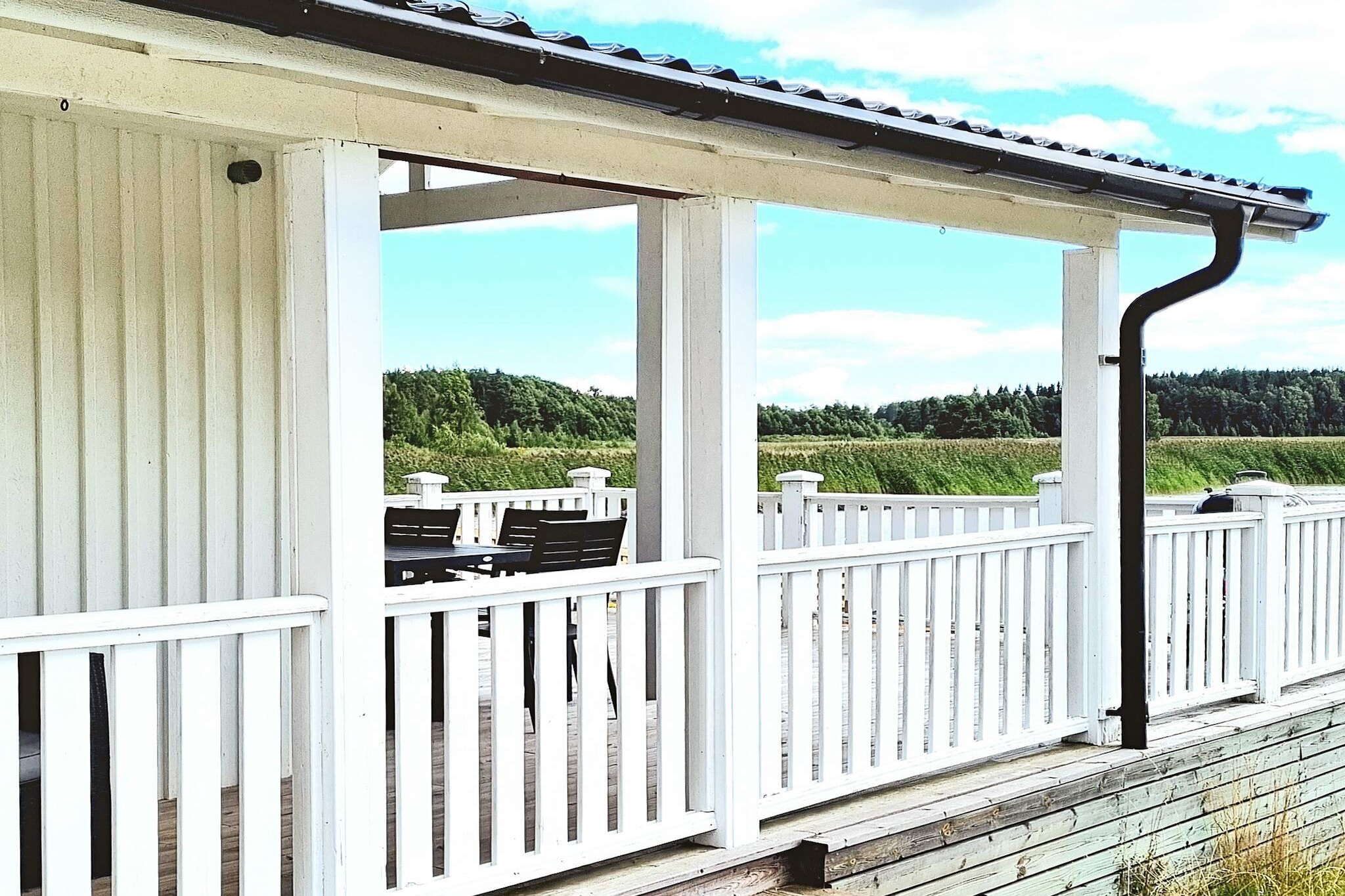 In the small cabin area you will find this nice cabin, which is only 10 meters down to the beach with its large balcony overlooking beautiful Lake VÃ¤nern. On the balcony you can enjoy the panoramic view. At the large table on the balcony, there is plenty of room to sit and enjoy your morning cup or the evening's dinner that has been prepared on the grill. In the entrance you enter the hall and to the left you enter the bedroom. In here there is a double bed of 160 cm and a bunk bed of 80 cm. In the living room there is a comfortable sofa that can easily be converted into a 120 cm sofa bed. On the slightly colder days, you can sit inside around the dining table and hear the crackling and feel the warmth from the fireplace that is here. The kitchen is well planned with large surfaces. Along the hall there is a smaller toilet. In a side building there is a large sauna that can accommodate 6 people, as well as a large bathroom with shower and washing machine. If you want to test your fishing luck, there is a boat and a rowing boat included in the rent. Or you can go to the SÃ¤ffle center in ByÃ¤lven, where there is one of Sweden's best fishing waters for zander etc. Behind the house you can connect to the nice hiking trails that are well marked. Only a 27-minute drive away, you can visit VÃ¤rmland's Viking Center. Here it is told about how the Vikings lived and about the ancient history of VÃ¤rmland as well as about older crafts and about the construction of the ship Glad. There is also a playground and stone labyrinth here, which are just as exciting for young and old.