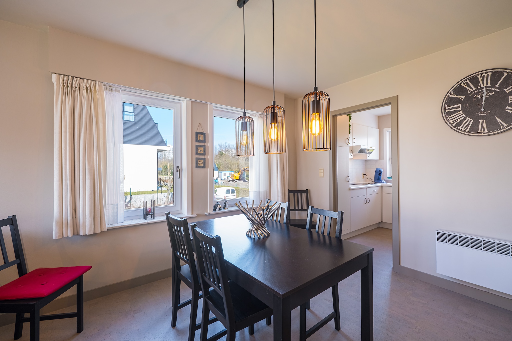 Ground floor: (Living room(double sofa bed, TV, dining table, seating area, radio, balcony), Kitchen(electric kettle, toaster, coffee machine, oven, microwave, fridge, freezer), bedroom(double bed), bedroom(bunk bed), bathroom(shower, hairdryer), toilet(guest toilet), bicycle room, garage, Internet access, terrace, parking, deckchairs, swimming pool(shared with other guests), lift, children\'s bed, high chair, ironing board, iron)