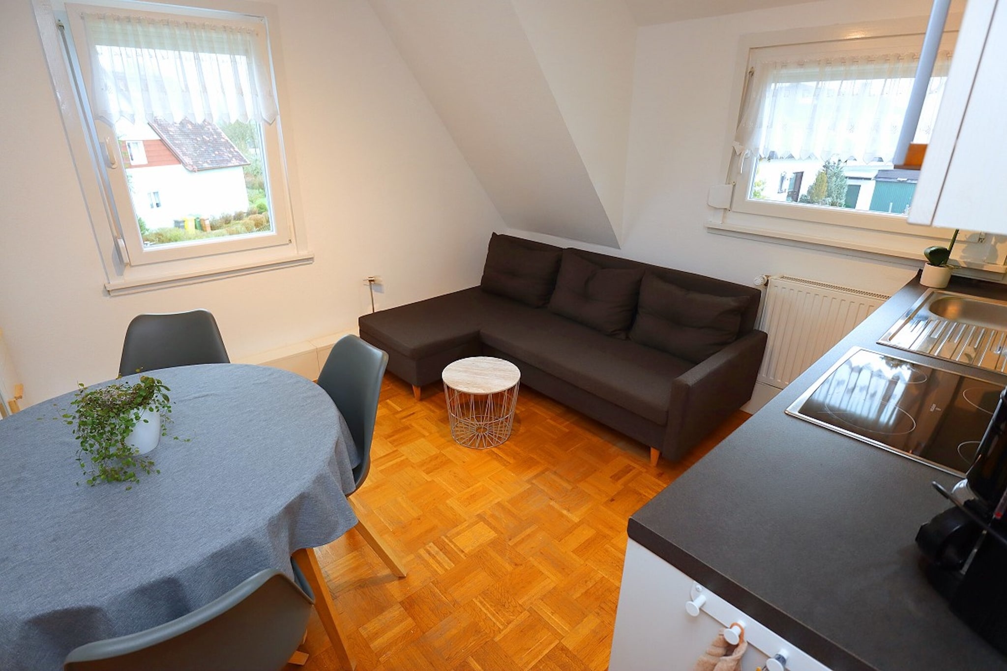 Set at 730 meters above sea level in the peaceful suburb of Rietheim, near Villingen-Schwenningen, this cozy and lovingly furnished holiday home offers a tranquil Black Forest escape. The inviting eat-in kitchen overlooks lush meadows and forested hills—perfect for winding down after a day of adventure.

The region is a paradise for hikers and cyclists, with scenic trails and varied terrain. Thanks to its central location, guests can easily explore top destinations like Europa-Park Rust, Mainau Island, Rhine Falls in Schaffhausen, and the Hohenzollern castles in Hechingen and Sigmaringen. The Swabian Jura’s caves and nearby healing and brine baths add to the area’s charm.

Whether you're chasing nature, culture, or wellness, this Rietheim retreat blends rustic comfort with easy access to southern Germany’s most enchanting sights.