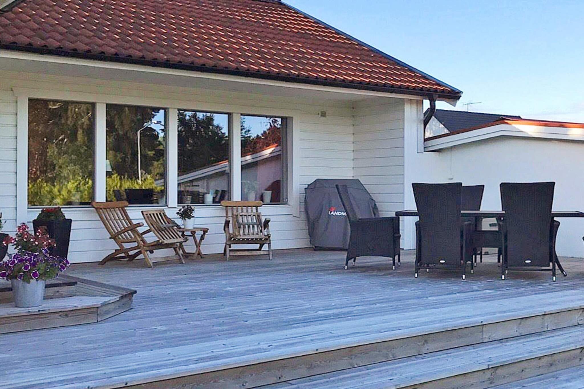 Internet Access DSL, Kitchen(cooker(electric), microwave, dishwasher, fridge-freezer, high chair), Living/bed room(TV(swedish TV channels), radio, netflix), Living/bed room, bedroom(double bed), bedroom(double folding bed), bedroom(2x single bed), bathroom(floor heating)(bath tub, washbasin, shower, toilet), bathroom(washbasin, shower, toilet), tumble dryer, Bubble bath(indoor, 2 persons), Bubble bath(outside, 6 persons), washing machine, terrace(100 m2), garden, garden furniture, parking, geothermal energy, geothermal energy