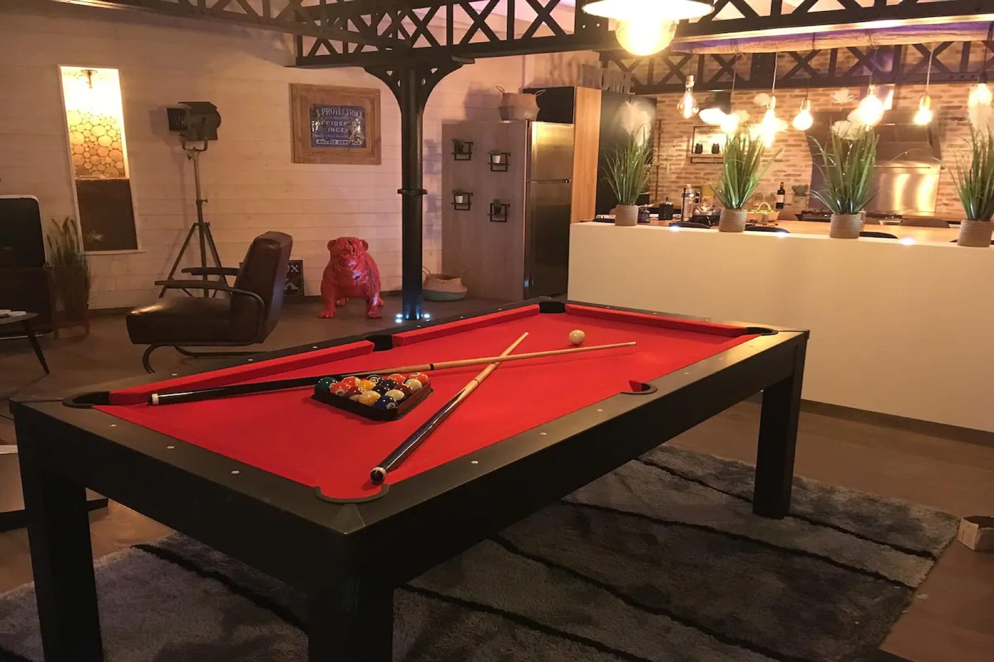 Ground floor: (Living room(TV, fireplace, seating area), dining room(dining table), Kitchen(boiling water tap, coffee machine, oven, microwave, dishwasher, fridge-freezer), bedroom(double bed), bedroom(double bed), bedroom(double bed), bathroom(shower), bathroom(shower), bathroom(shower))\n\nOn the 1st floor: (bedroom(double bed), bedroom(double bed), bedroom(double bed, double bed), bedroom(single bed, single bed, single bed, single bed, single bed, single bed), bathroom(shower), bathroom(shower), bathroom(shower))\n\nseating area, hot tub, sauna, patio, terrace, garden, garden furniture, BBQ, parking, swimming pool(private), play equipment, table football