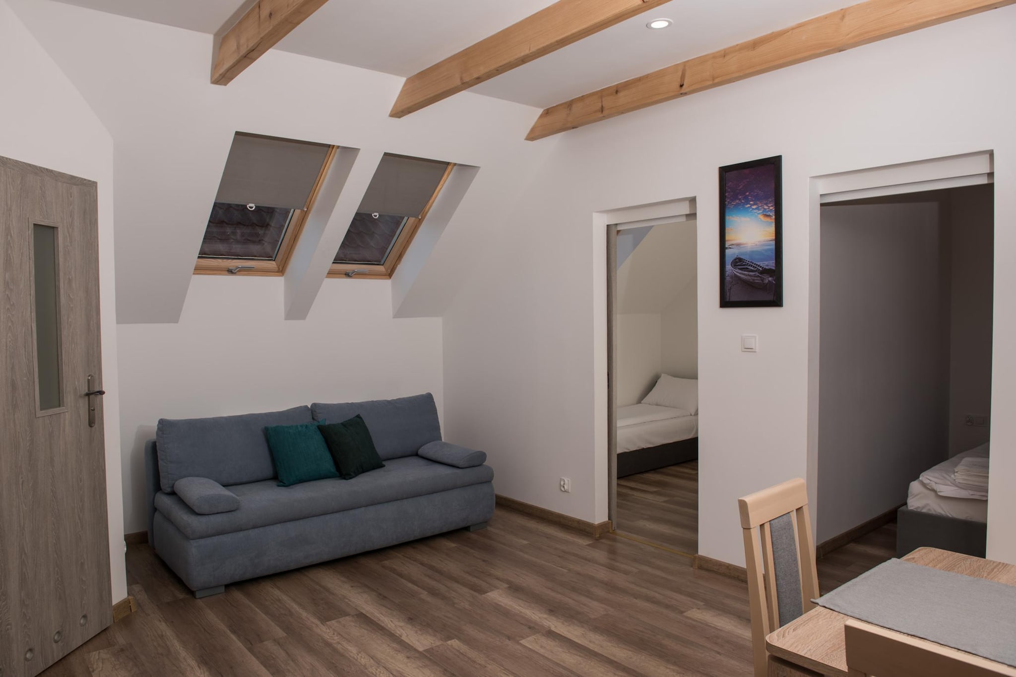 On the 1st floor: (open kitchen(electric kettle, cooker(4 ring stoves, gas), hood, microwave, fridge-freezer), Living/diningroom(double sofa bed, TV(flatscreen), dining table), bedroom(double bed), bedroom(single bed, single bed), bathroom(shower, washbasin, toilet))\n\nReception, Internet access, Bike rental, Play area, Lawn, cot, balcony, heating(electric), garden(shared with other guests, fenced, 3000 m2), garden furniture, parking, trampoline(shared with other guests), swimming pool(shared with other guests, outside, heatable, cover, 11 x 4 m., opened from May upto and including Sep), sand pit(shared with other guests), slide(shared with other guests), high chair, Volleyball court, Swing set