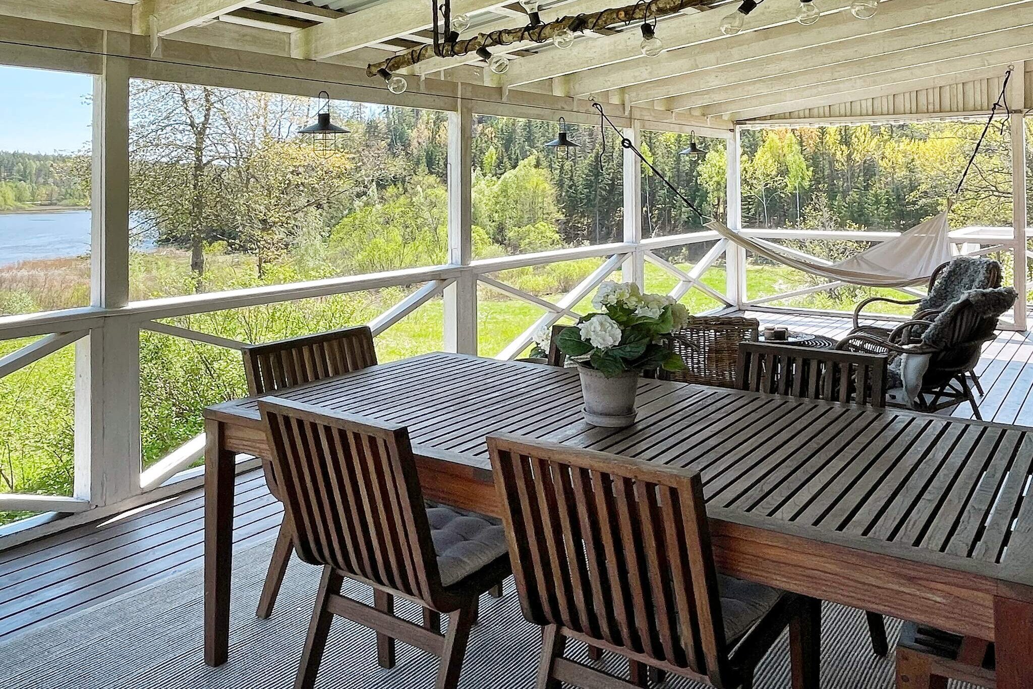 Internet Access DSL, Kitchen(cooker(electric), hood, coffee machine, fridge-freezer, water from well), Living/bed room(TV(swedish TV channels)), bedroom(double bed), bedroom(double bed), bedroom(single bed), bathroom(washbasin, shower, toilet, washing machine), balcony, heating(electric), garden furniture, parking