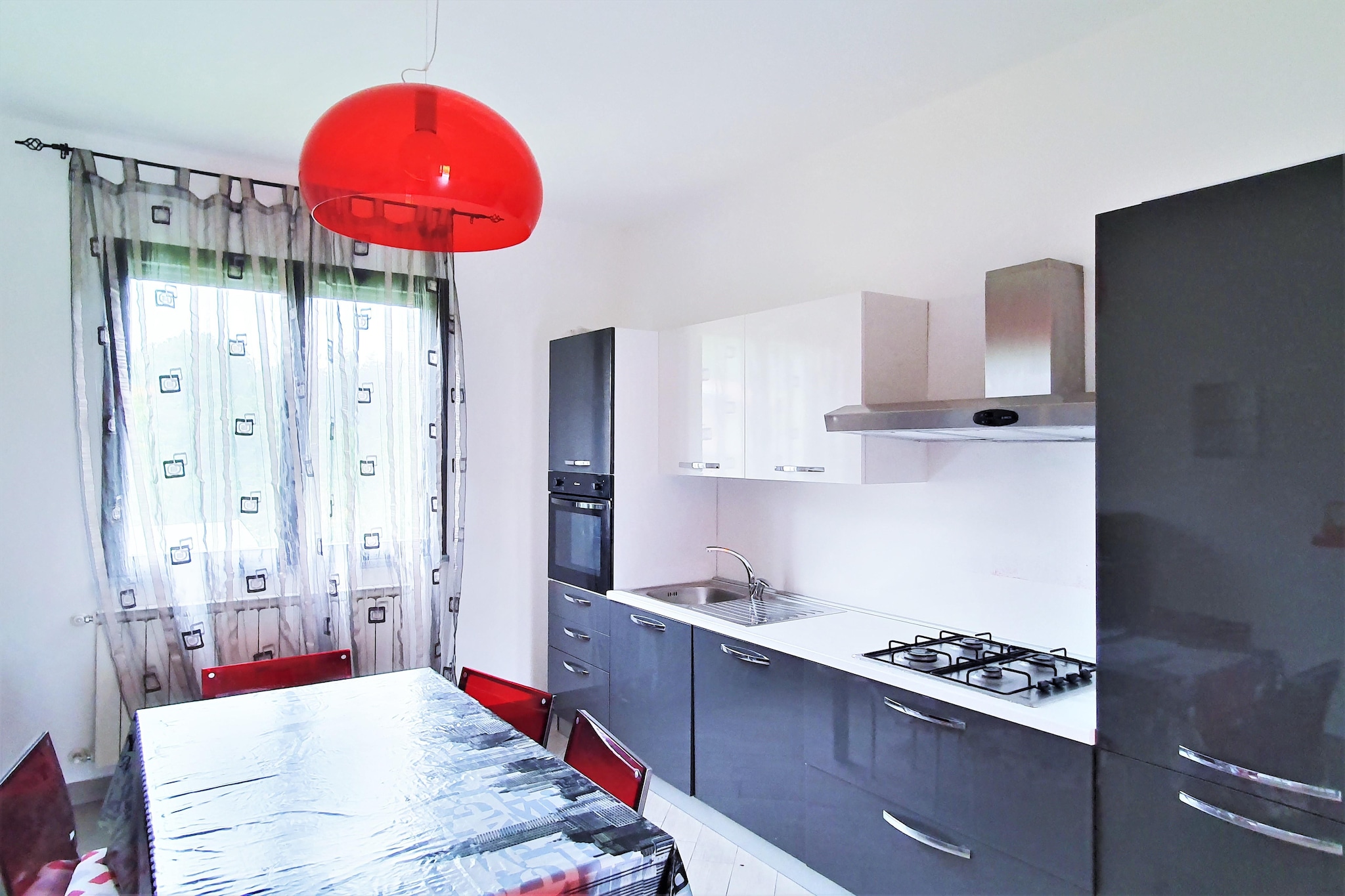 Ground floor: (Living room(TV, fireplace, seating area), Kitchen(dining table, hob, hood, oven, dishwasher, fridge-freezer, washbasin), bedroom(double bed or 2 single beds), bathroom(shower, washbasin, toilet, bidet))\n\nOn the 1st floor: (Bedroom with bathroom(double bed, shower, washbasin, toilet, bidet), Bedroom with bathroom(double bed, shower, washbasin, toilet, bidet), roof terrace)\n\nsanitary facility(shower, washbasin, toilet), bar, garden(shared with the owner , landscaped garden), garden furniture, sun loungers, parking, swimming pool(shared with the owner , outside, opened from 1/2 May upto and including 1/2 Sep)