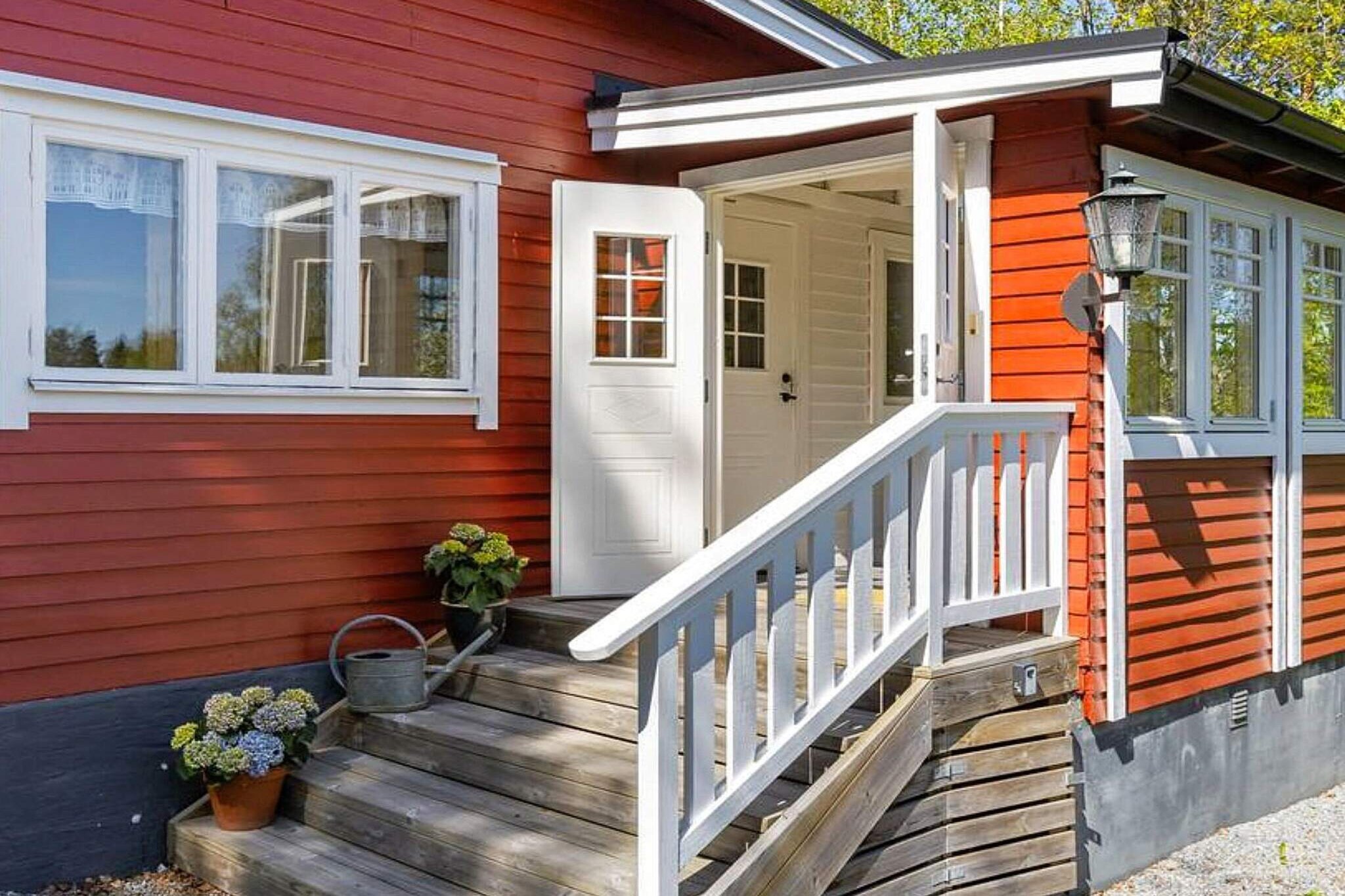 Annex: (veranda, double bed)\n\nKitchen(cooker(electric), coffee machine, oven, dishwasher, fridge-freezer, water from well), Living/bed room(fireplace), bedroom(double bed), bedroom(double folding bed), bathroom(washbasin, shower, toilet, washing machine), heating(electric), terrace, garden furniture, air to air heatpump