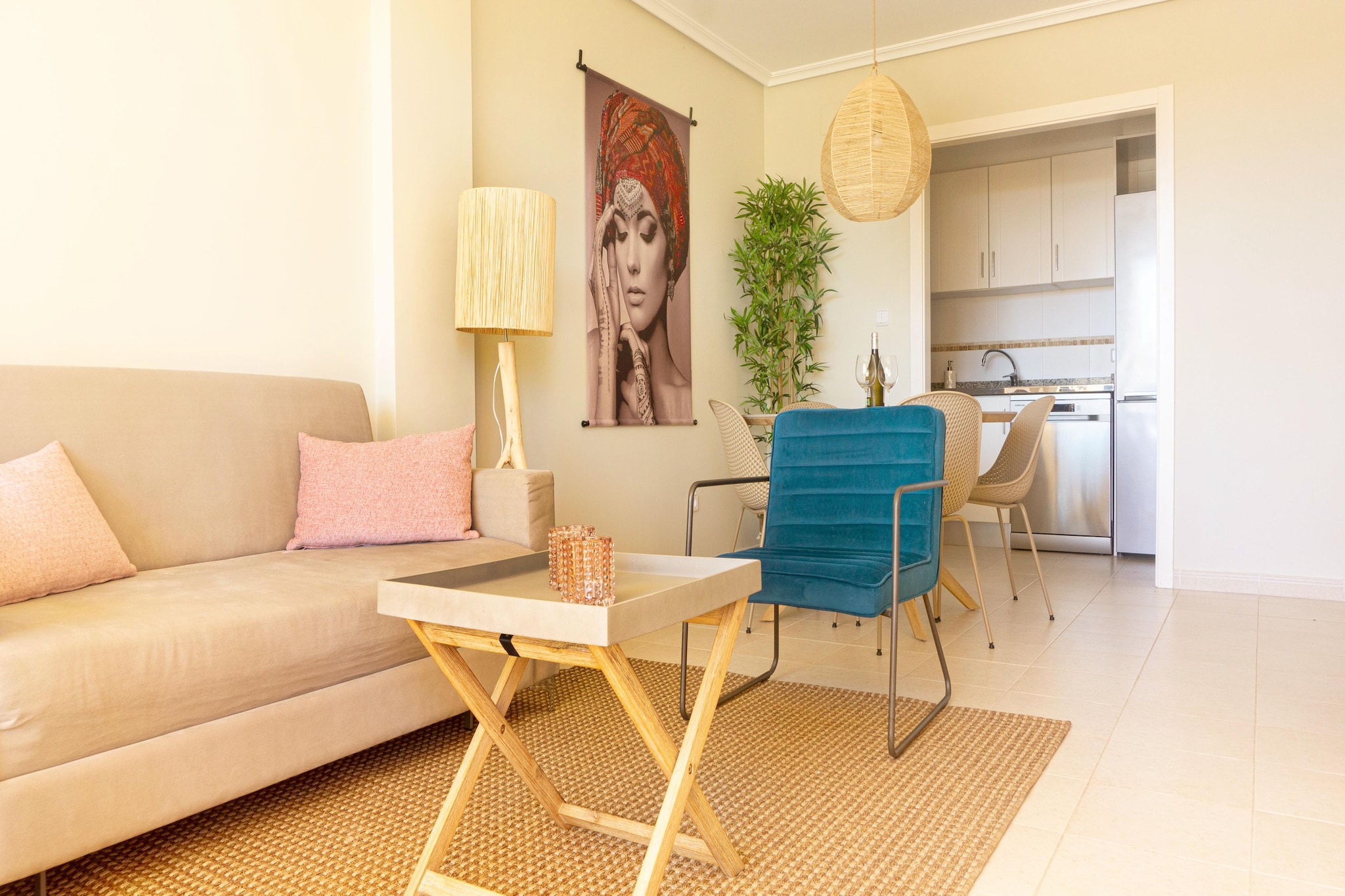 Relax in the Mediterranean atmosphere during a stay in this apartment! It has a large terrace and comfortable bedrooms, 2 bathrooms and direct views of one of the swimming pools and the bay of Altea. Slide open the doors of the living room and you are directly on the almost 25m2 terrace. Enjoy the view over the full width of the apartment. This appartment is deal for a family, you will never be bored here!

Apartment complex Jazmines is a small-scale complex with 18 apartments. When you walk through the Mediterranean garden you can already taste the Spanish atmosphere. Two enclosed private swimming pools offer ultimate swimming pleasure. The first swimming pool is located directly in front of your apartment. Within walking distance of the apartment you will find the marina with shops and restaurants, and beautiful bays. The surroundings are beautiful. The beautiful Moraira is 23 km away and the wide sandy beaches of Javea are also worth a visit.

The kitchen is well equipped for preparing delicious meals. The air conditioning keeps the house cool in the Spanish summers. You can enjoy a refreshing dip in one of the two shared swimming pools. A parking space is available for you.

About Belvilla

When you stay in a Belvilla home, you can rest assured of a unique holiday home in ideal surroundings at an attractive price. The portfolio of accommodations consists of more than 40,000-holiday homes in 20 European countries. Interested in a weekend getaway, a summer or winter sports holiday or simply a short break? Do you prefer the coast, the countryside or the mountains? Whatever your preference, there is a Belvilla home to meet your needs, from a cosy gÃ®te for two to a castle big enough for the entire family, from an apartment in the heart of Rome to a cabin in the middle of nowhere, from a simple tree house to a luxury dream villa and from close to home to the other side of Europe.

A Belvilla home gives you the freedom to enjoy breakfast in your pyjamas or continue a good conversation into the morning hours without having to worry about the bar's closing time. Prepare gourmet meals with fresh local ingredients in your own kitchen and take advantage of having your own swimming pool to do as many cannonballs as you want! In other words, you can enjoy complete privacy in your home away from home.
