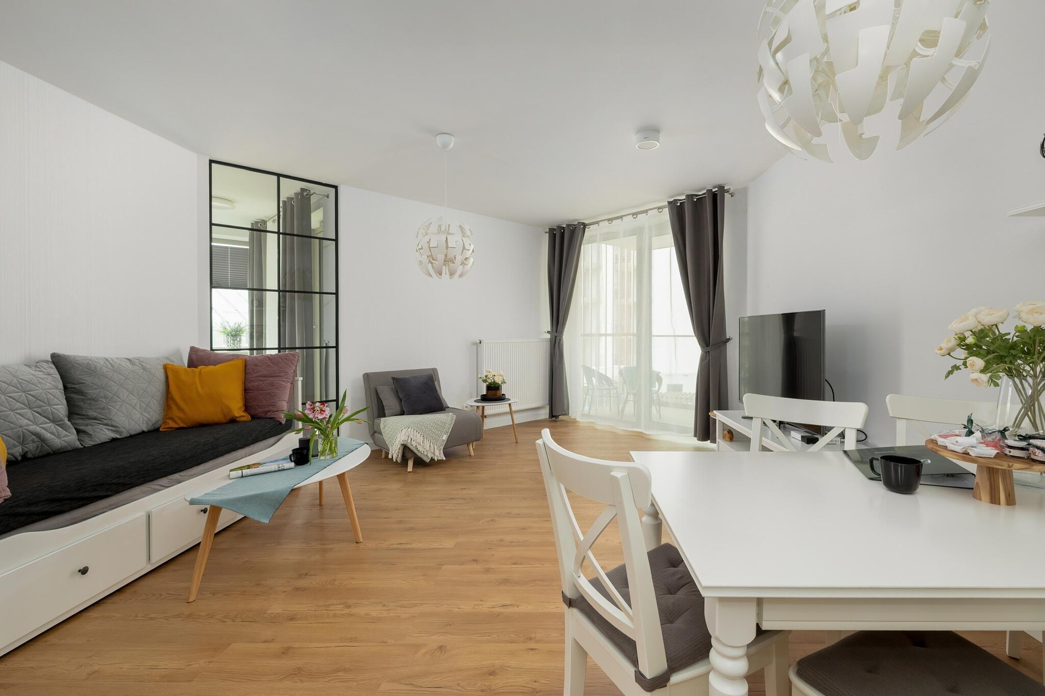On the 2nd floor: (open kitchen(hob(2 ring stoves, induction), electric kettle, hood, coffee machine, dishwasher, fridge-freezer), Living/diningroom(single folding bed, double sofa bed, TV(flatscreen), dining table), bedroom(double bed), bathroom(shower, washbasin, toilet, hairdryer))\n\nInternet access, Parking, Play area, baby bath, Bubble bath(shared with other guests, indoor, heating element, 7 persons), sauna(shared with other guests, indoor), balcony, heating(through air conditioning), air conditioning, garden furniture, swimming pool(shared with other guests, heatable, indoor, including separate children’s swimming pool (depth 50cm), 20 x  6 m., opened from Jan upto and including Dec), lift, high chair, ironing board, iron, baby crib(free), Laundry Package for a fee