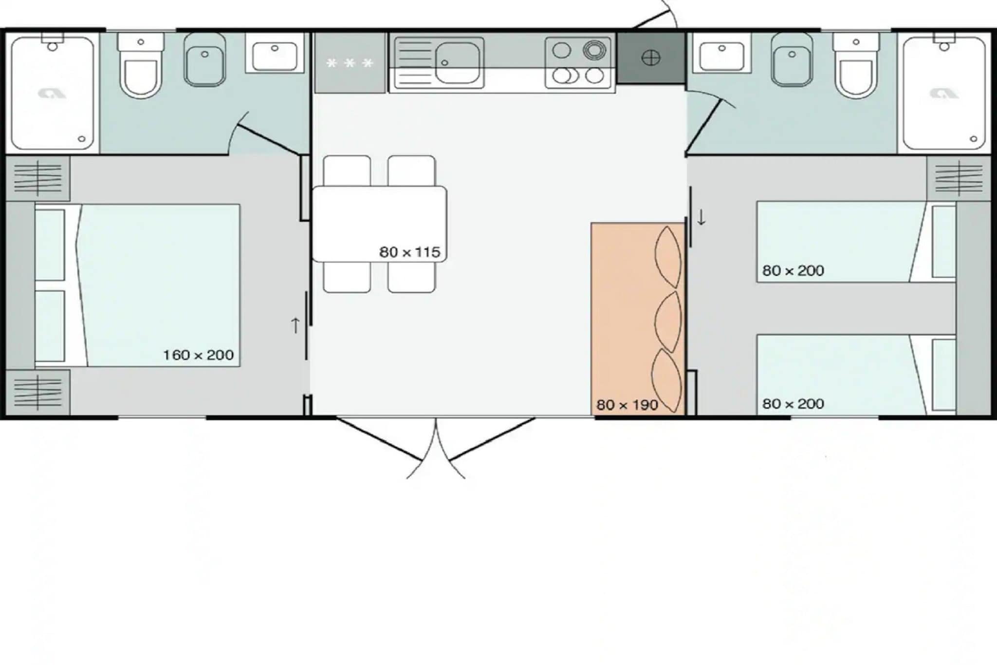 Tasha Premium Mobile Home - Two Bedroom Mobile Home with Terrace and Hot Tub-Binnen
