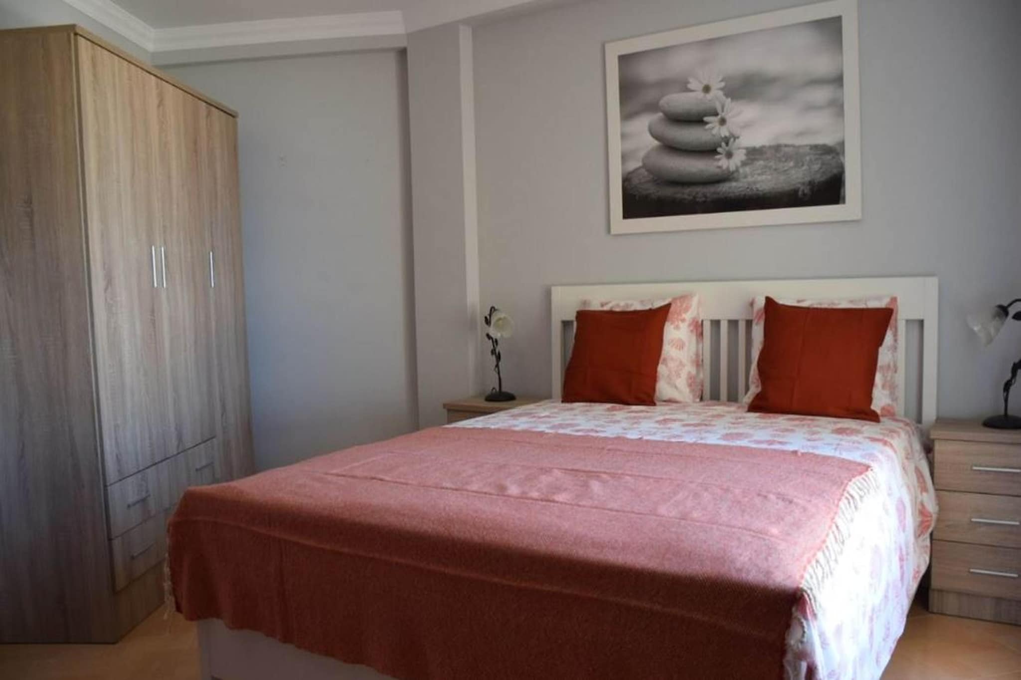 Ground floor: (Living room(double sofa bed, TV, seating area), Kitchen(cooker, oven, microwave, fridge-freezer), bedroom(double bed), bathroom(shower, toilet))\n\nair conditioning, garden, parking, swimming pool(shared with other guests)