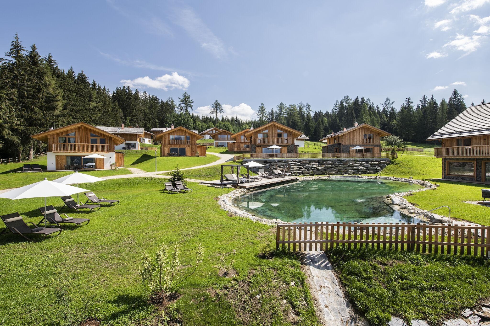 Nice chalet in Wölting with natural swimming pond