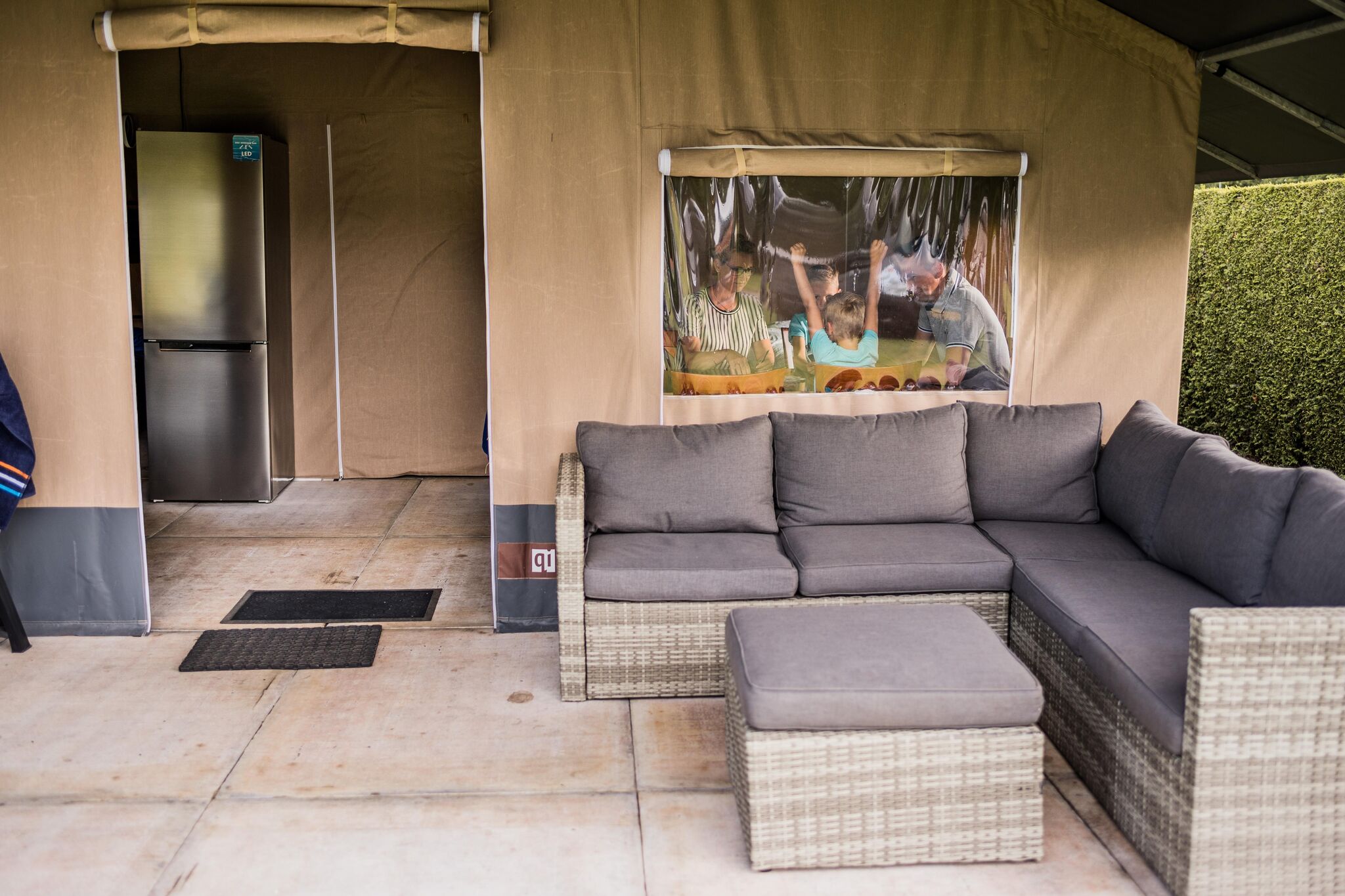 Safari tent with its own sanitary facilities