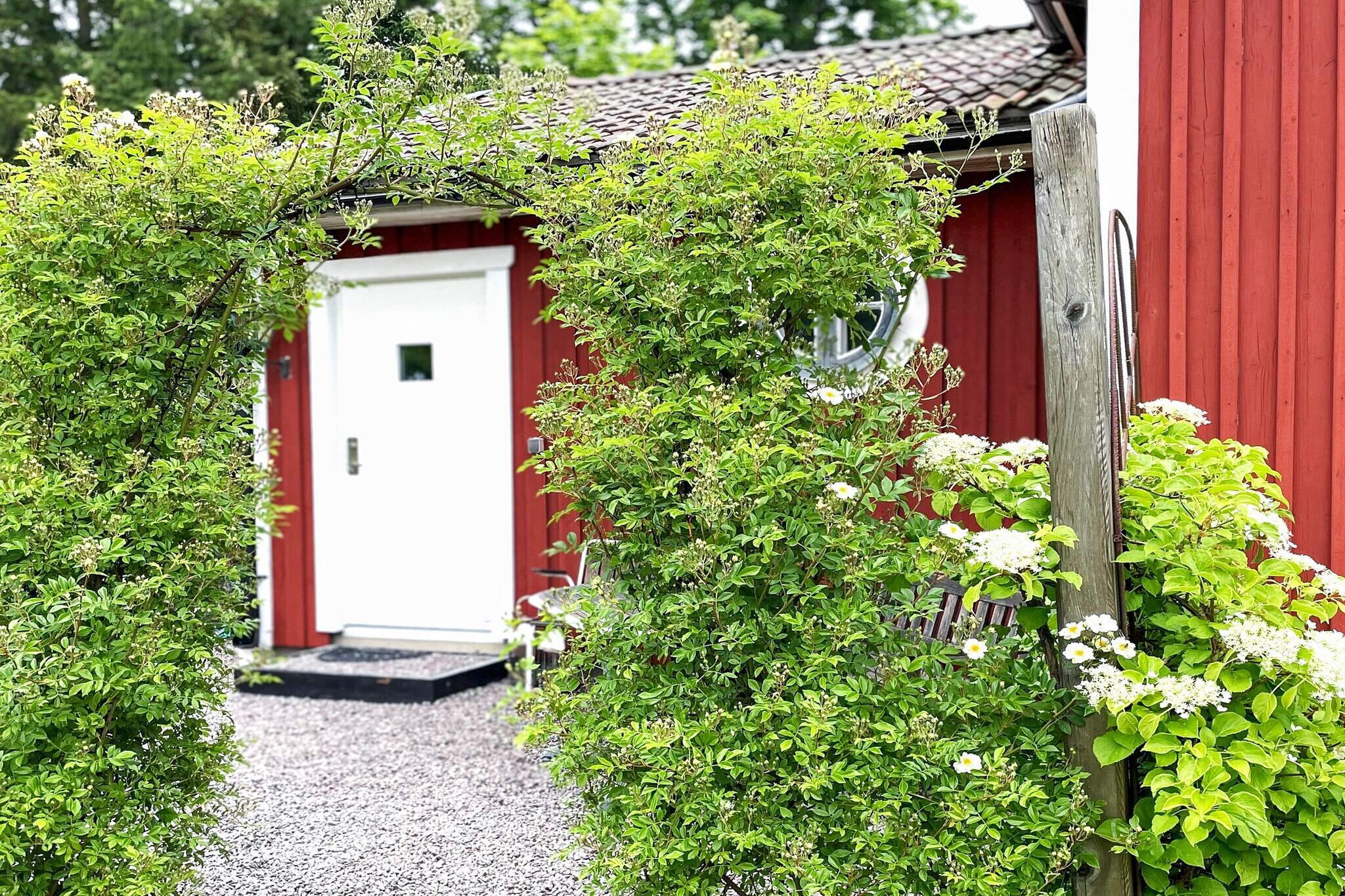 Welcome to a rural charming red cottage with white knots where you can glimpse both moose and deer from the plot or the forest behind the house. This accommodation is perfect for a family or group of 6-7 people who want to be close to several beautiful lakes, beautiful nature and cozy places. You can easily reach Borenshult and Motala's fine cycle paths. You are also close to Lake Boren with several bathing coves. Please note that his house is not for rent to company bookings The house is the village's first telegraph, but has since been carefully renovated and has a very homely and warm feeling. There is a patio with plenty of seating. In front of the main entrance grows a gazebo for classic Swedish coffee. You are welcomed into a bright hall. You have the kitchen directly to the right. Here both new and old meet. All appliances are new and everything is very fresh. The stove is an old wood stove that can crackle well in the fall. The house can be booked all year round and there is much to offer in the local area. To the left, the living room opens up with a TV corner and sofa. The house's first bedroom is next door with a 180 cm double bed. The style is rural charm where the old meets the new. The bathroom is new and has a large shower cubicle, sink and toilet. At the main entrance there is a washing machine and exit to the garden. The stairs up are somewhat steep, so be careful if you are elderly or have small children. Up here is another bedroom with a 180 cm bed. The family room also has a TV corner with a sofa bed of 140 cm and an extra bed of 100 cm wide. The house shares land with the house owners who live in the house next door. The cat MÃ¥ns guards the yard and likes to be petted, but he must not be dragged into the house. Only 5 minutes by car you will reach Borenshult's locks. This is a must-visit and it is also GÃ¶ta Kanal's second largest lock staircase. It consists of five linked locks and is a major tourist destination in Motala. In the middle lock, two men have carved a memory for posterity. In the town of Motala there is much to see and do. It is a lake town with history and every year over 20,000 people gather to cycle the VÃ¤tternrundan. A warm welcome to a cozy cottage in Ã–stergÃ¶tland.