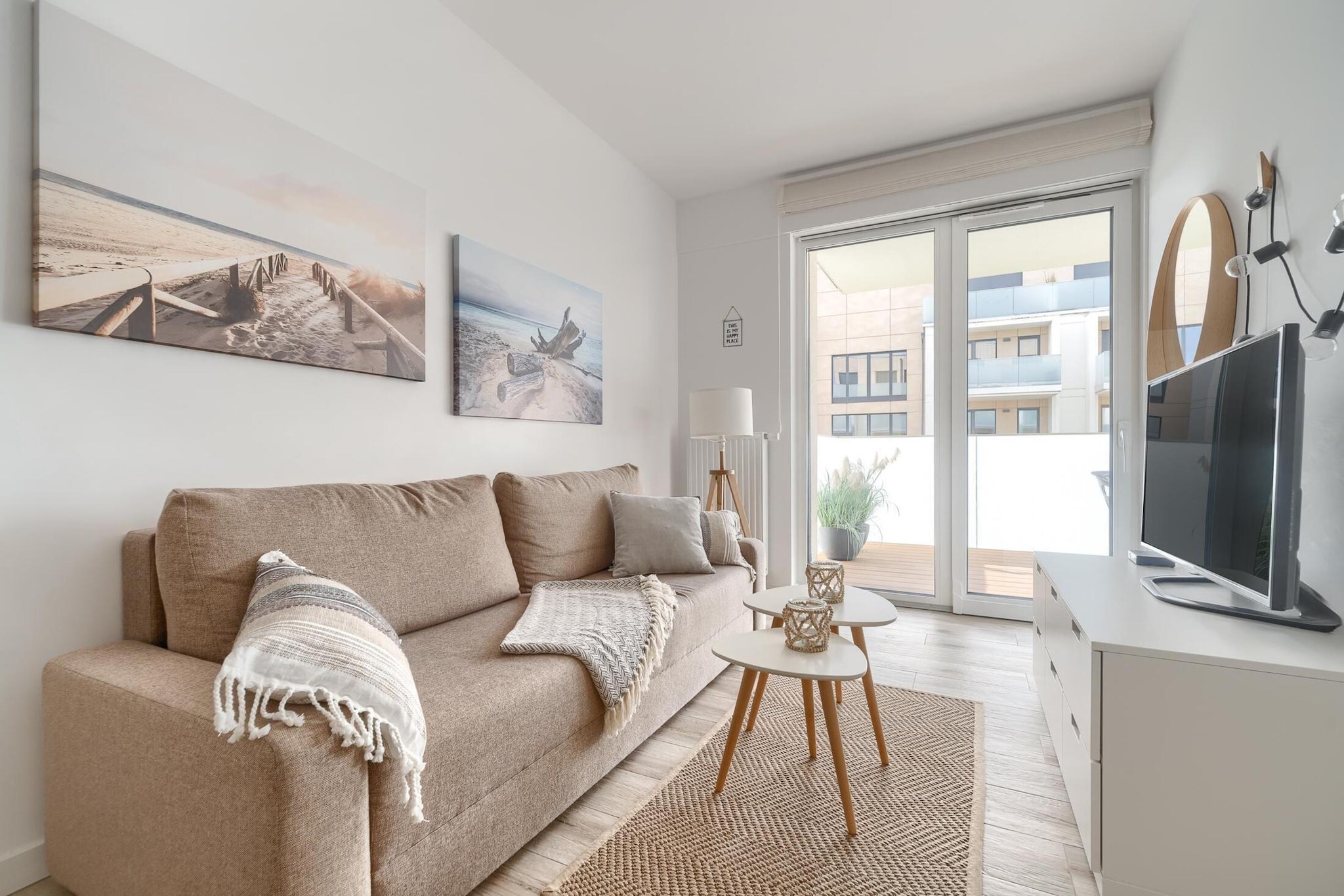 A holiday complex right by the sea. Just over 100 m to the beach. The western end of the resort, near the bike path. About 500 m to the center of Rewal, a little further to the center of neighboring TrzÄ™sacz (about 800 m).

A comfortable apartment on the first floor of the building (there is an elevator). It consists of a living room (a sofa bed, a table, TV), a well-equipped kitchen and a bathroom with a shower. The bedroom has a wide and comfortable double bed. The apartment has a large balcony, where a set of lounge furniture has been prepared. Central heating. Wireless internet is available. Guests have free parking spaces in the underground garage at their disposal.

The price of the stay includes: electricity and water consumption, a parking space in the underground garage, internet. A cot and a high chair on request.

Rewal is a holiday resort in the West Pomeranian Voivodeship. It is located on the shores of the Baltic Sea and is the center of the picturesque Rewal Coast. Rewal offers tourists a clean beach and a guarded bathing area. There is also a fishing base here, which is great as a background for souvenir photos. When you are near the beach, you must see the symbol of the town. These are the mighty Rewal Whales standing on the promenade by the coast and the viewing platform. Children will be delighted with a visit to the Whale Park. In worse weather, a trip to one of several public indoor pools will be an ideal option. The pride of the town is the renovated narrow-gauge railway, which can be used for a charming trip to neighboring resorts.