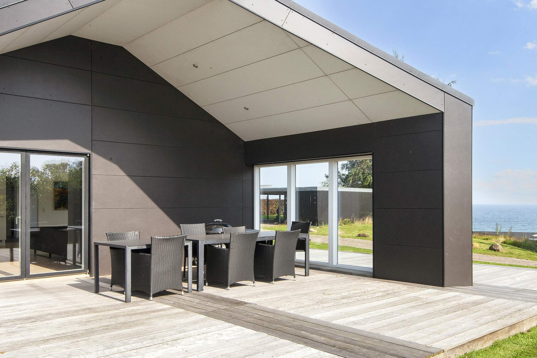 Internet Access DSL, Living room(2x single folding bed), Kitchen(cooker(electric), coffee machine, microwave, dishwasher, fridge-freezer, tumble dryer, washing machine), Living/bed room(TV), bedroom(double bed), bedroom(double bed), bedroom(2x single bed), bathroom(washbasin, shower, toilet), bath tub(outside, heated, 4 persons), heating(electric), terrace, garden furniture, deckchairs, air to air heatpump