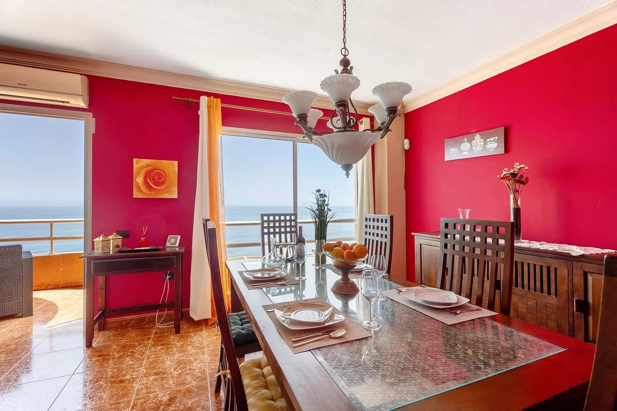 Stay in this beautiful and bright apartment offering incredible sea views. The house is ideal for a family vacation. In the living room and one of the bedrooms, there is a terrace where you can relax with a delicious cup of coffee or a glass of wine at the sunset. 
The holiday home is less than a 17-minute walk from Playa Radazul. It has sea views and free WiFi. There is a children’s play area in the common areas of this property. The accommodation is surrounded by sea beaches where you can relax and unwind. You can also go cycling exploring the nearby surroundings. There are many other tourist attractions worth visiting. 
The kitchen has everything you need, oven, coffee maker, toaster, microwave, refrigerator, etc. There are also 3 bedrooms, two full bathrooms and a large living room with sofas and TV.