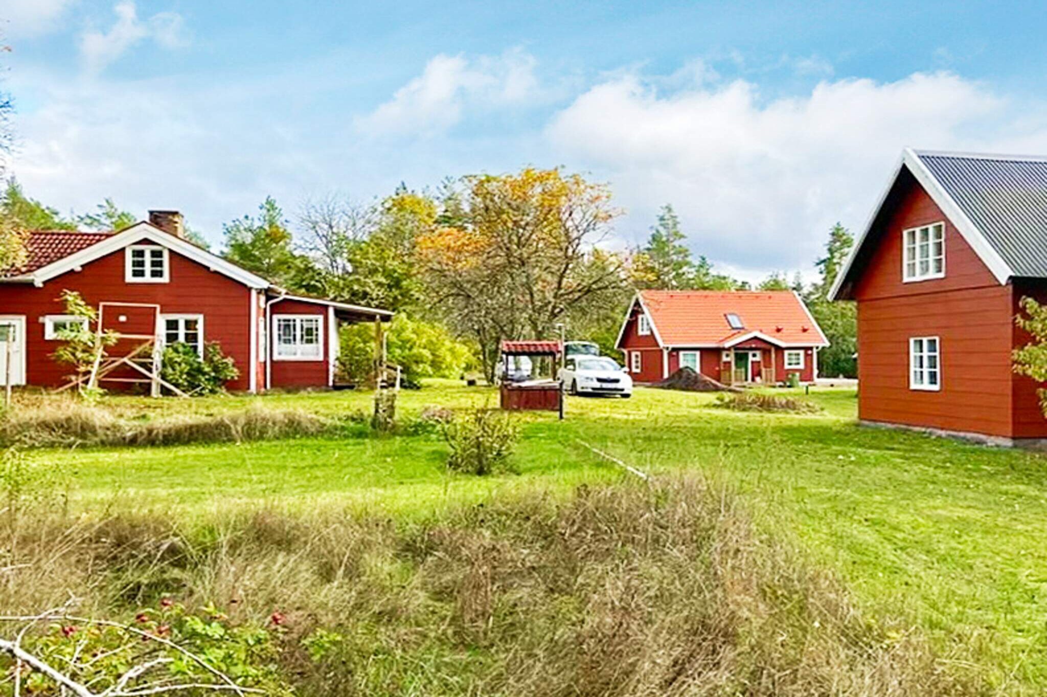Experience the fantastically beautiful StensjÃ¶gÃ¥rden in StensjÃ¶hyltan, where you can enjoy a wonderful lake plot with a sandy beach and jetty. At the beach there is a patio deck with outdoor furniture and deck chairs for lovely days with sun and swimming. Here you live in a cute, well-preserved house that has a nice balcony with outdoor furniture where you can watch the children swing on the swings outside and see the lake sparkling beautifully. You have a spacious kitchen with most of what you might need. The pleasant living room is equipped with a sofa bed for two people. In the bedroom, you sleep well in each bed. Bathroom with wc, sink and shower. In the neighborhood there are nice hiking trails in the beautiful nature reserve HornsÃ¶. You have access to an oak tree, so you can explore the lake and a canoe for paddling trips in the beautiful AlsterÃ¥n, which the plot also borders. You can also enjoy the fine fishing in both the lake and the river. You have only 15 km to the coast and close to the glass kingdom with its glass cabins. There is also an outlet and an elk park here. Since it is our own well, it is important to manage the water. Burning in the stove/wood stove is not permitted. No smoking/charging of electric cars.
