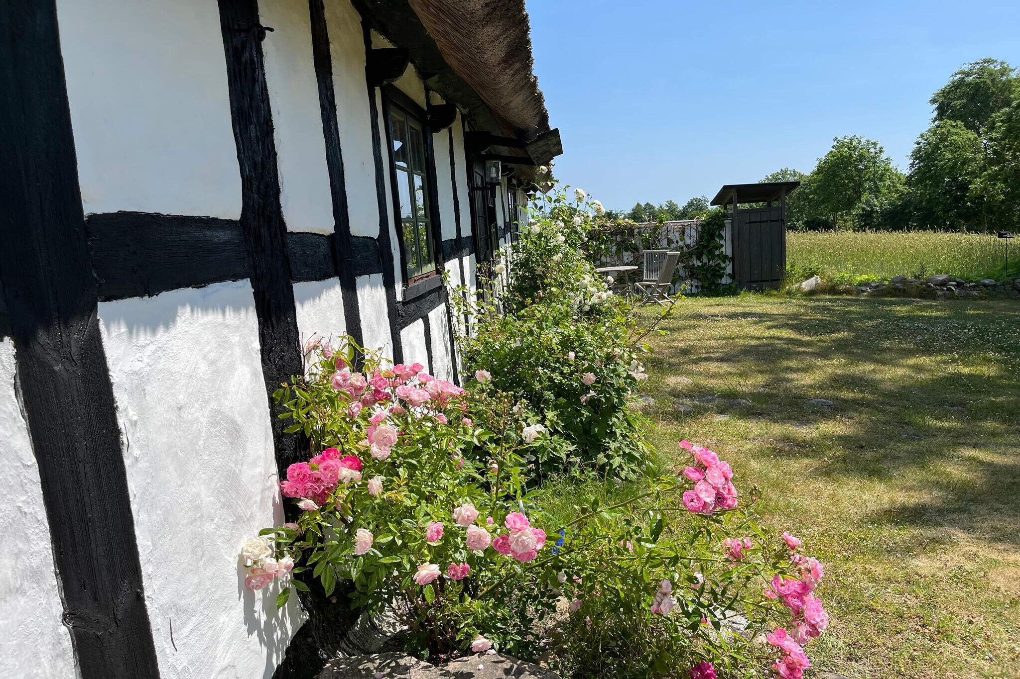 Internet Access DSL, Living room(2x single bed), Kitchen(cooker(electric), coffee machine, oven, microwave, fridge(+ freezer)), Living/bed room, bedroom(single folding bed, double bed), bathroom(washbasin, toilet, washing machine), outdoor shower(outside), heating(electric), garden furniture, parking