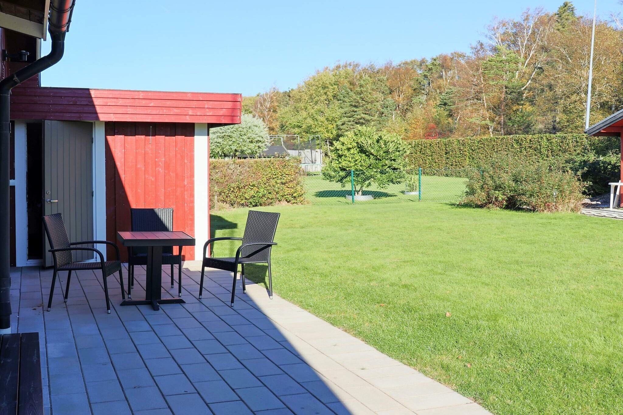 Annex: (double bed)\n\nKitchen(cooker(electric), coffee machine, microwave, dishwasher, fridge-freezer), Living/bed room(TV), bedroom(double bed), bedroom(2x bunk bed), bedroom(2x bunk bed), bathroom(washbasin, shower, toilet), conservatory, tumble dryer, washing machine, heating(electric), air to air heatpump