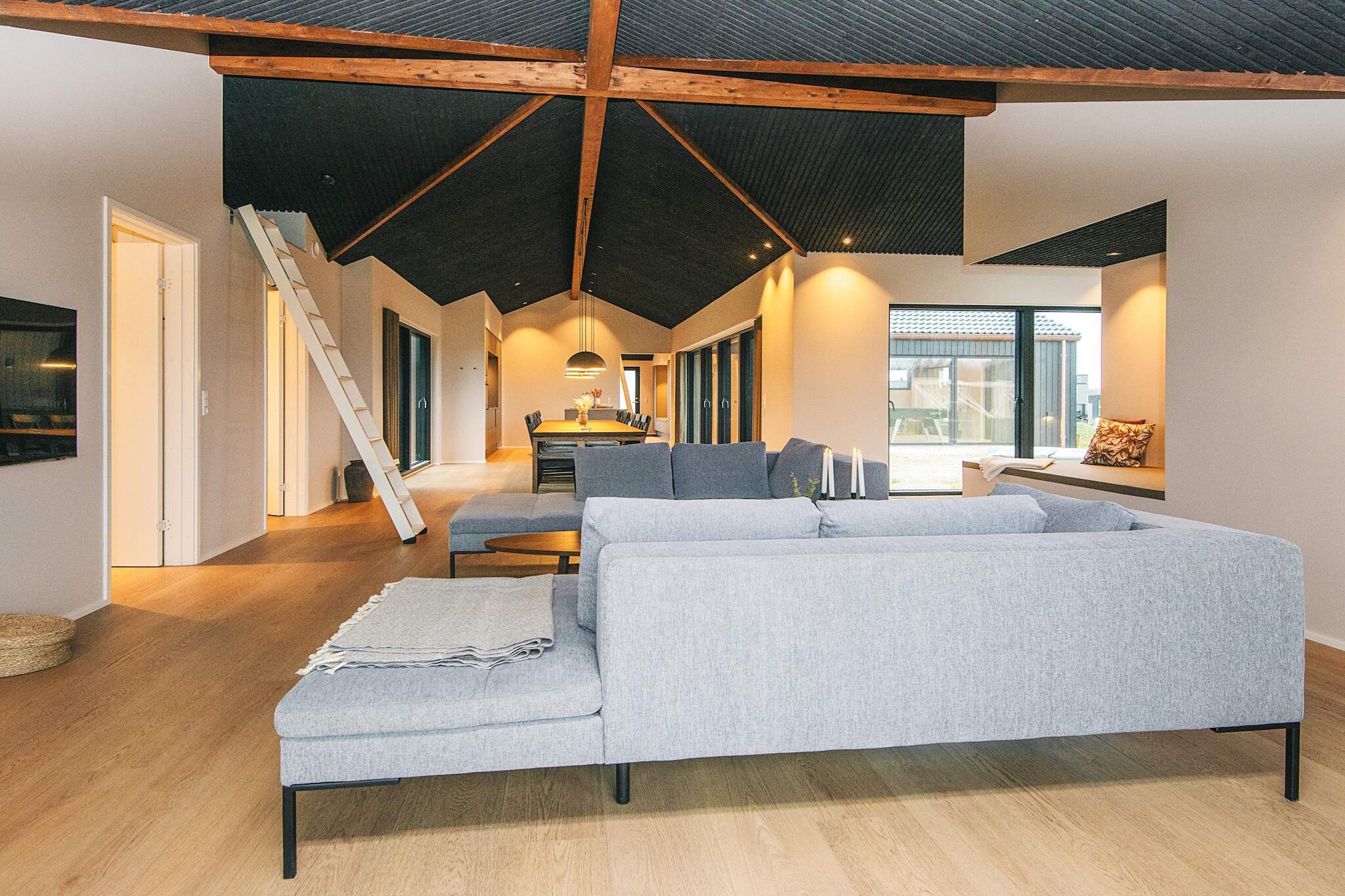 Living room(tumble dryer, washing machine), Kitchen(cooker(electric), cooker(2 ring stoves), coffee machine, dishwasher, freezer(60-99L)), Living/bed room(TV(german television channels, danish TV channels (DR1 and TV2))), bedroom(double bed), bedroom(double bed), bedroom(double bed), bedroom(double bed), bathroom(washbasin, shower, toilet), bathroom(washbasin, shower, toilet), mezzanine(double folding bed), mezzanine(double folding bed), mezzanine(double folding bed), heating(electric), garden, table tennis table, table football, air to water heatpump