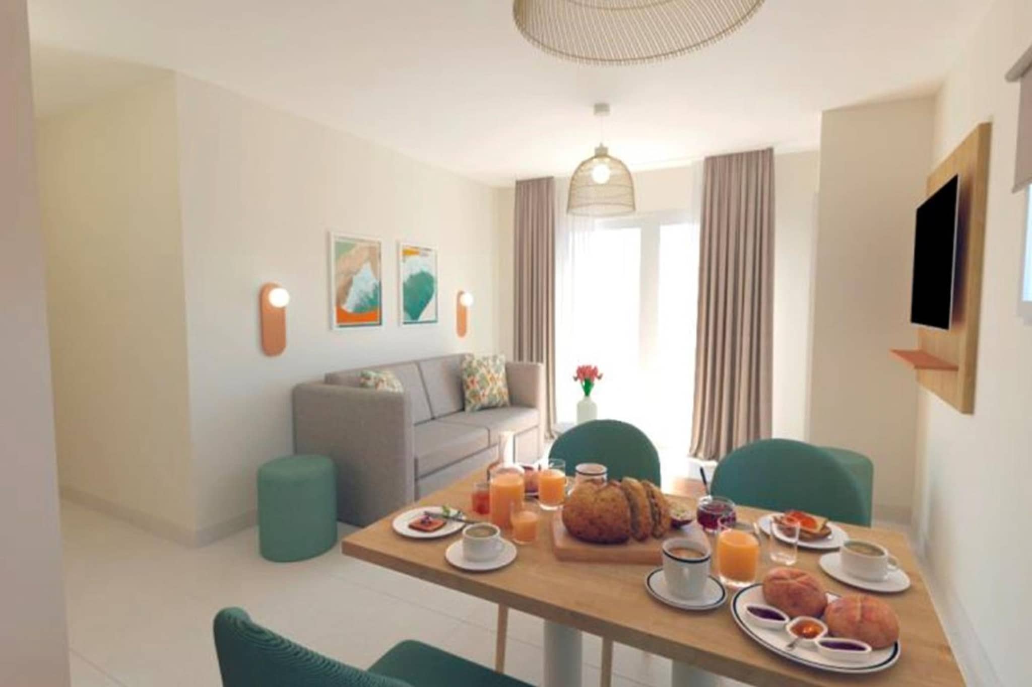 The newly built residence (completion 2024) combines modern comfort with Mediterranean elegance and has a beautiful outdoor pool to cool off in. For the little ones, there is also a children's pool that guarantees hours of play and laughter. In July/August, the offer is supplemented by a children's club (4-11 and 12-15 years) and an entertainment program for the whole family.

The apartments are tastefully furnished and all have WiFi, you can choose between
Studio 2 people: FR-83400-46
2-room apartment 4 people: FR-83400-47
3-room apartment 6 people: FR-83400-48
4-room apartment 8 people: FR-83400-49

Start your day with a delicious breakfast (for a fee) and then let yourself be tempted by the numerous cultural and outdoor activities on the peninsula and in the surrounding area. Surrounded by the Mediterranean Sea, the Giens peninsula is located south of HyÃ¨res and east of Toulon. It is connected to the mainland by two 4 km long coastlines and offers a paradisiacal setting for a holiday with family or friends: fine sandy beaches, rocky coves, dunes and forests.