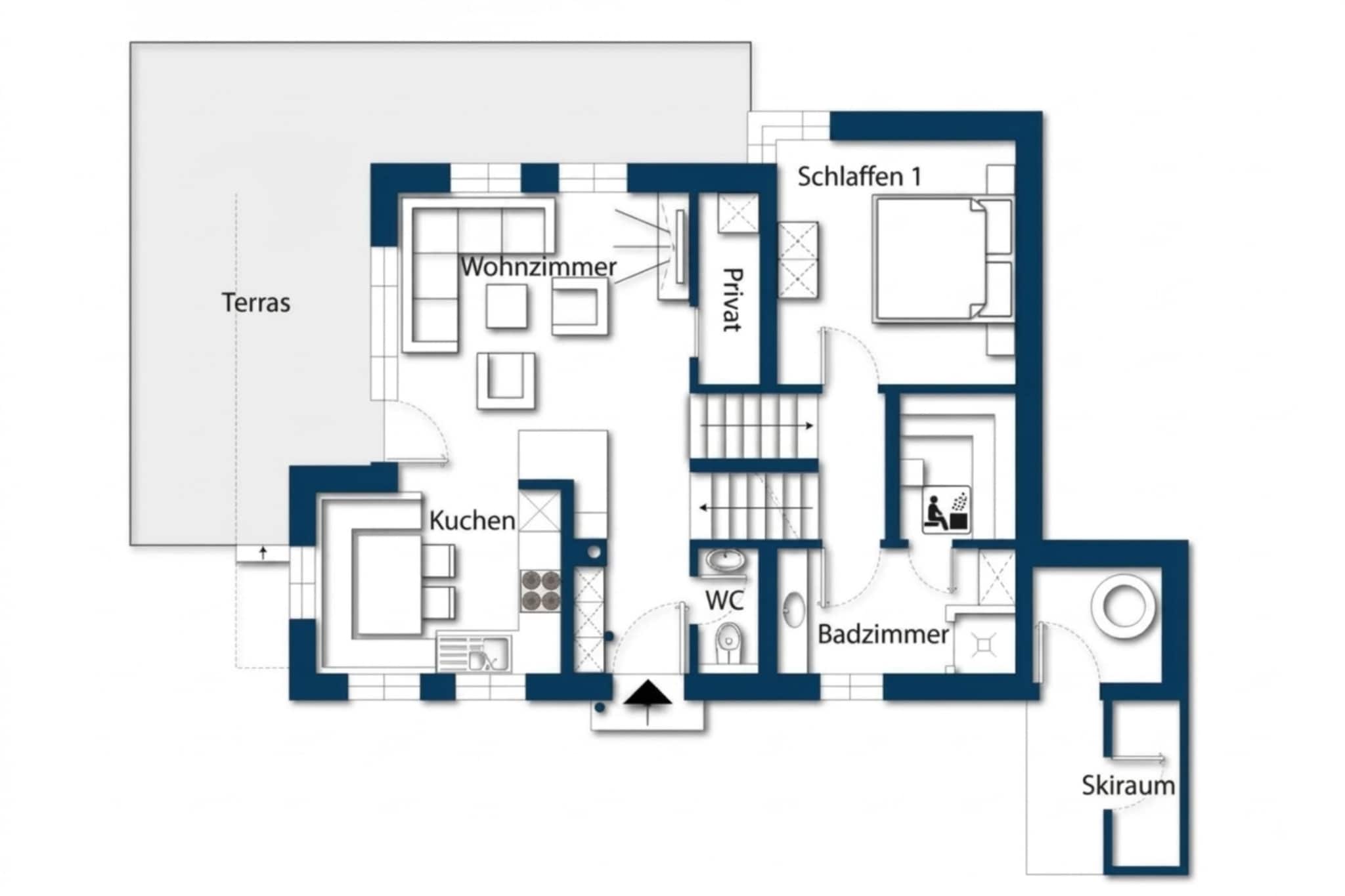 Schöneben  Chalet Zur Mühle - Plattegrond