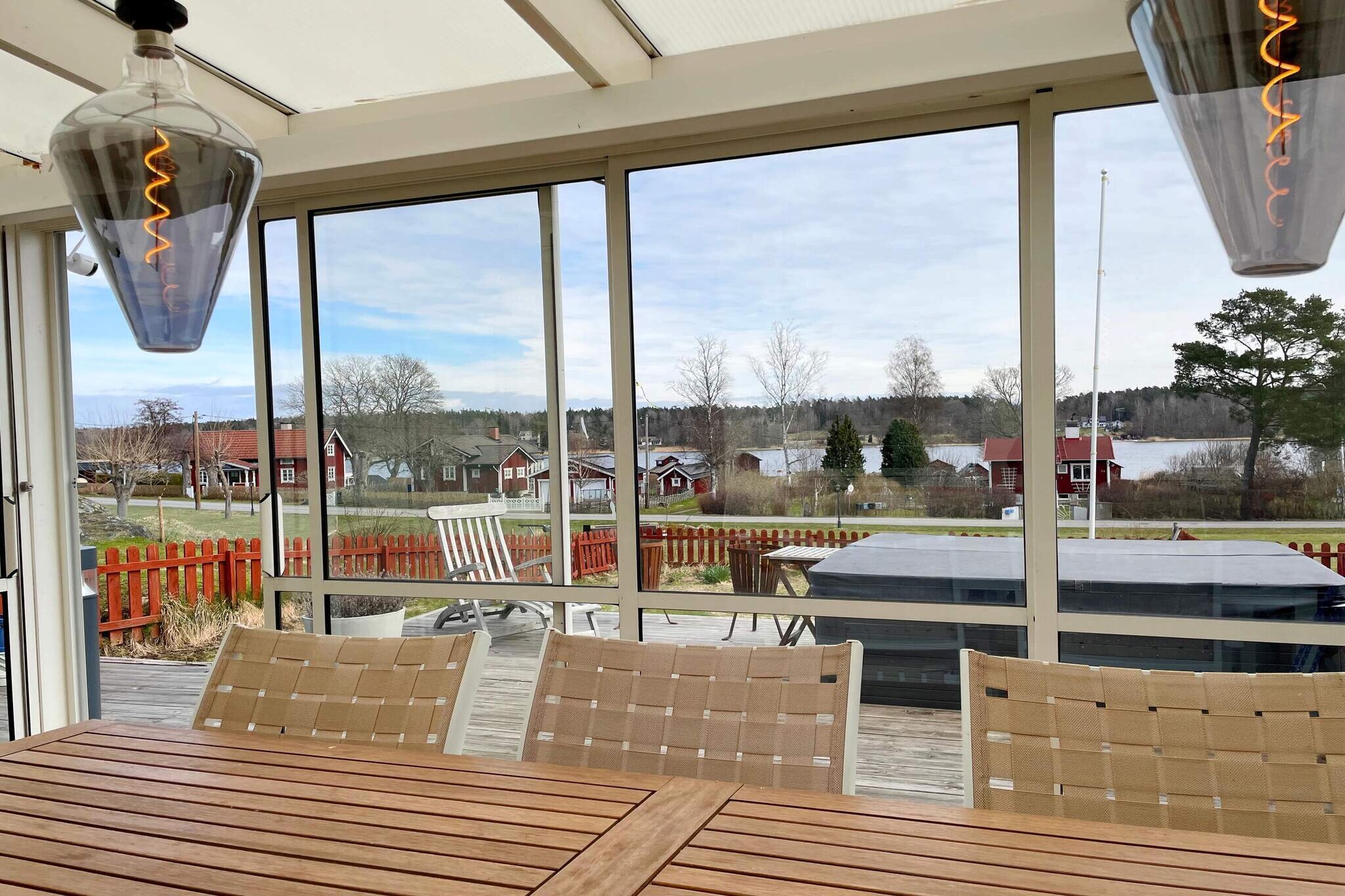 Internet Access DSL, Kitchen, Living/bed room(TV(swedish TV channels)), bedroom(double bed), bedroom(double bed), bathroom(washbasin, shower, toilet), Bubble bath(outside, 5 persons), balcony, garden, garden furniture, parking, air to air heatpump