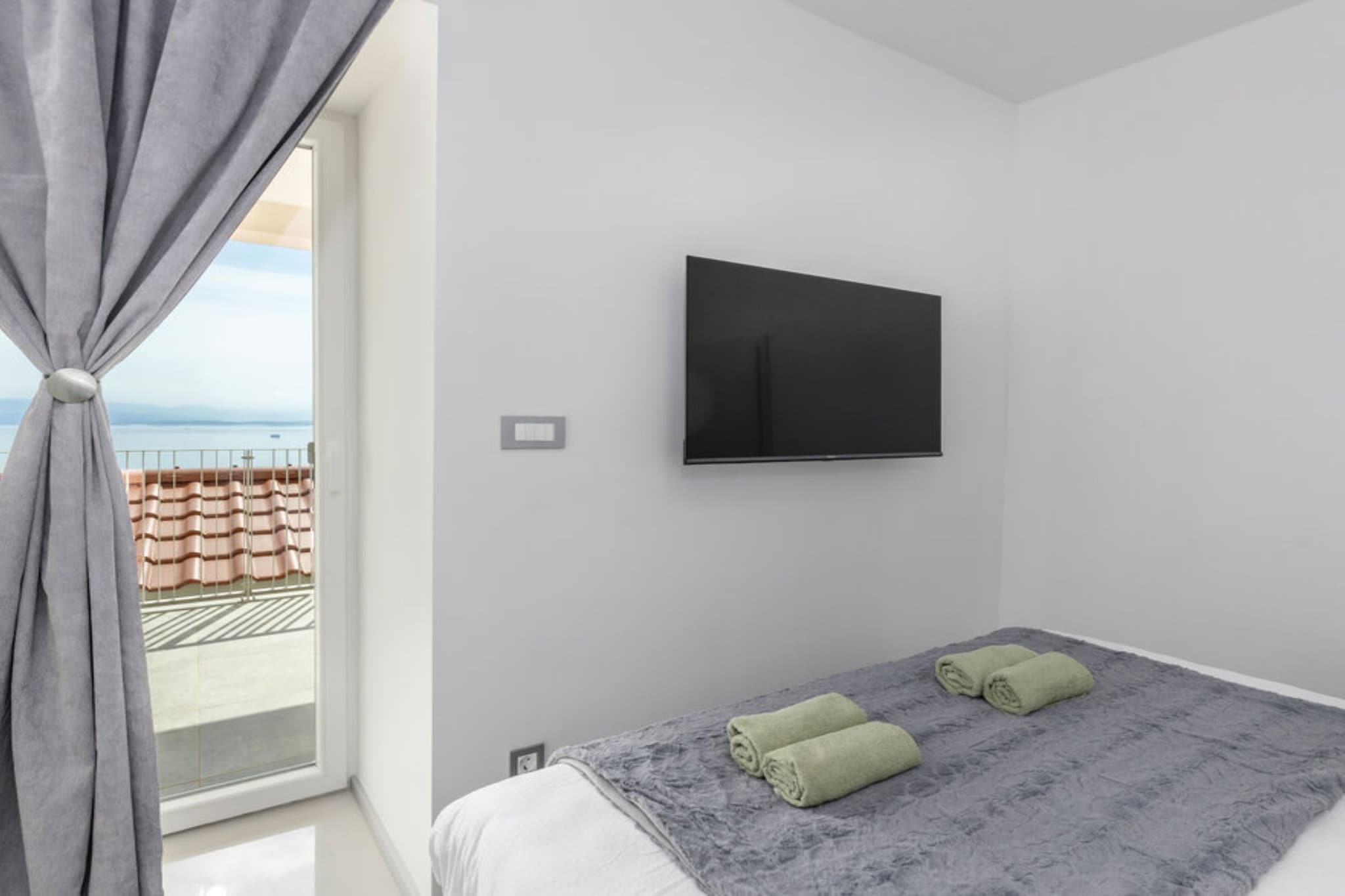 Apartments Bregha - Three Bedroom Apartment with Sea View-Bedroom