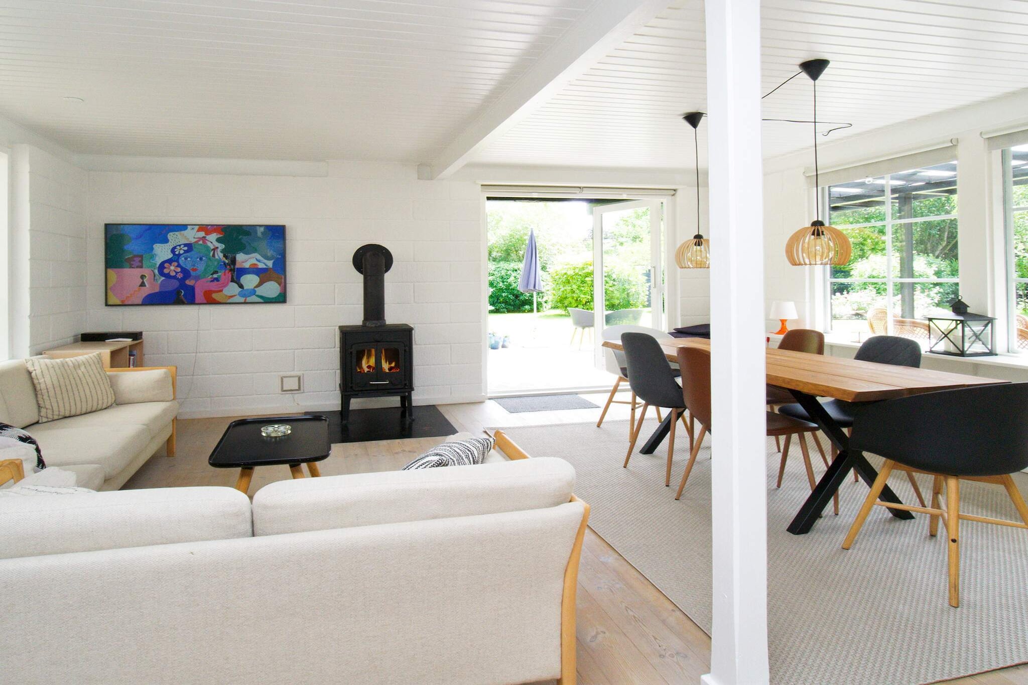 Annex: (fridge-freezer, tumble dryer, washing machine)\n\nKitchen(cooker(electric), coffee machine, microwave, dishwasher, fridge), Living/bed room(TV), bedroom(double bed), bedroom(double folding bed), bedroom(2x single bed), bathroom(washbasin, shower, toilet), carport, heating(electric), garden furniture, air to air heatpump