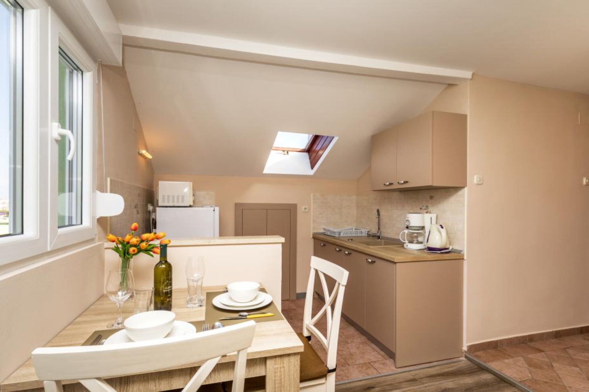 Pansion Belvedere - Studio Apartman with Terrace (Aurora)-Cuisine