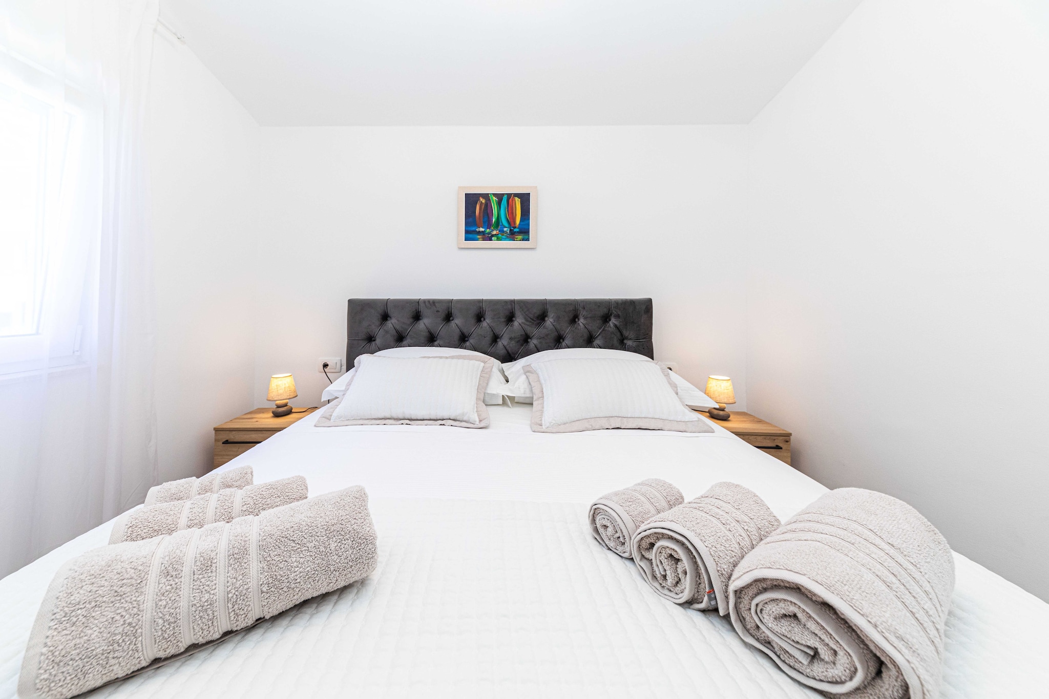 Apartment Anima - Two Bedroom Apartment with Balcony and Sea View-Slaapkamer