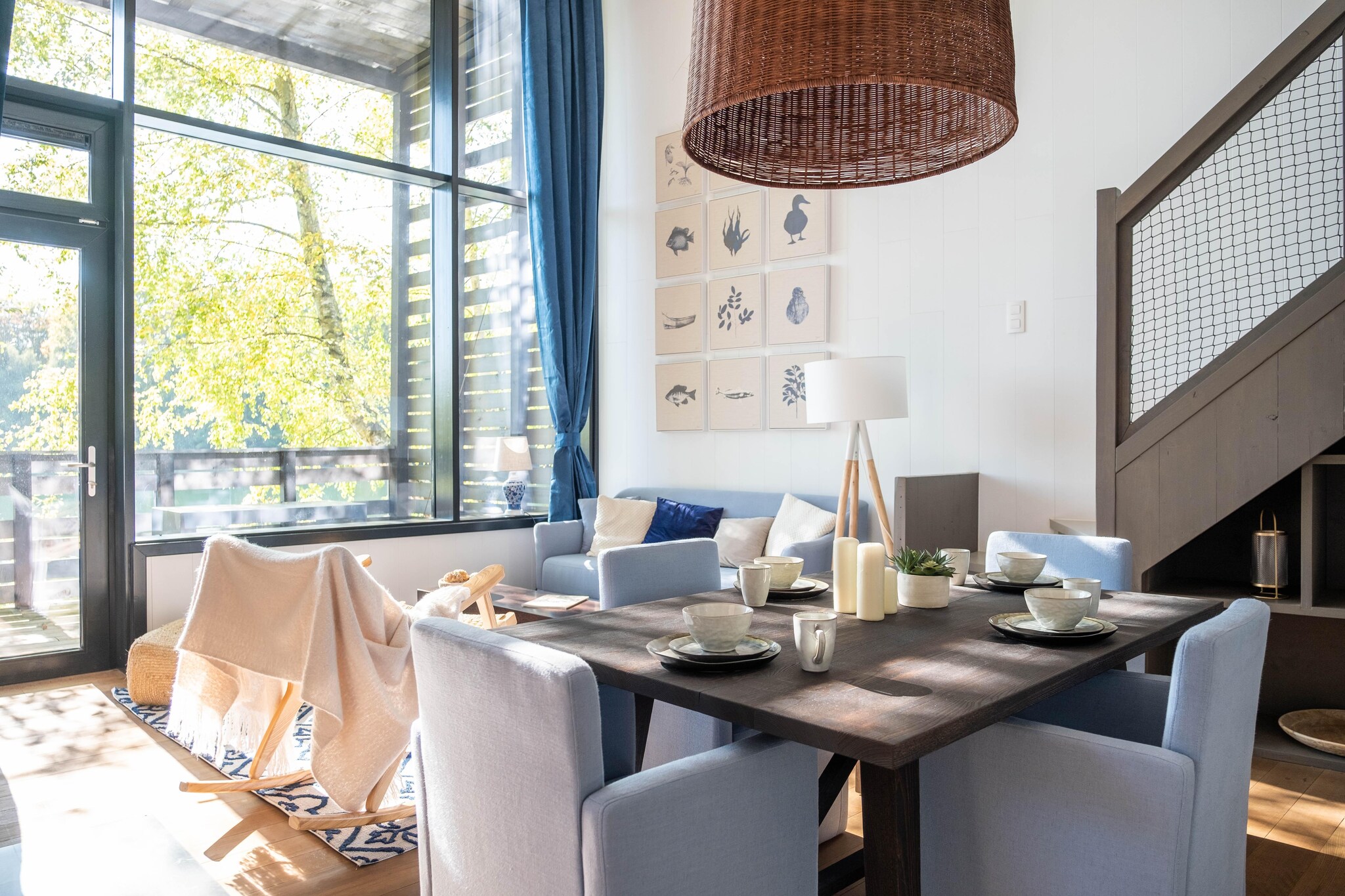 Ground floor: (Living room(TV(smart TV), dining table, fireplace, seating area), open kitchen(electric kettle, cooker, coffee machine(pads), oven, dishwasher, fridge-freezer), bedroom(single bed(80 x 200 cm), single bed(80 x 200 cm)), bathroom(shower(walk-in shower), washbasin), toilet(washbasin, toilet), Internet access)\n\nOn the 1st floor: (bedroom(double bed(160 x 200 cm)), bedroom(double bed(160 x 200 cm)), bathroom(bath tub, shower, washbasin, toilet), mezzanine(seating area))\n\nbalcony or terrace, garden, bicycle storage, garden furniture, parking, parking lot(public), pond, swimming pool(shared with other guests, indoor), swimming pool(shared with other guests, outside), boules court(shared with other guests), padel court, lounge set, party games, Charging post for electric cars