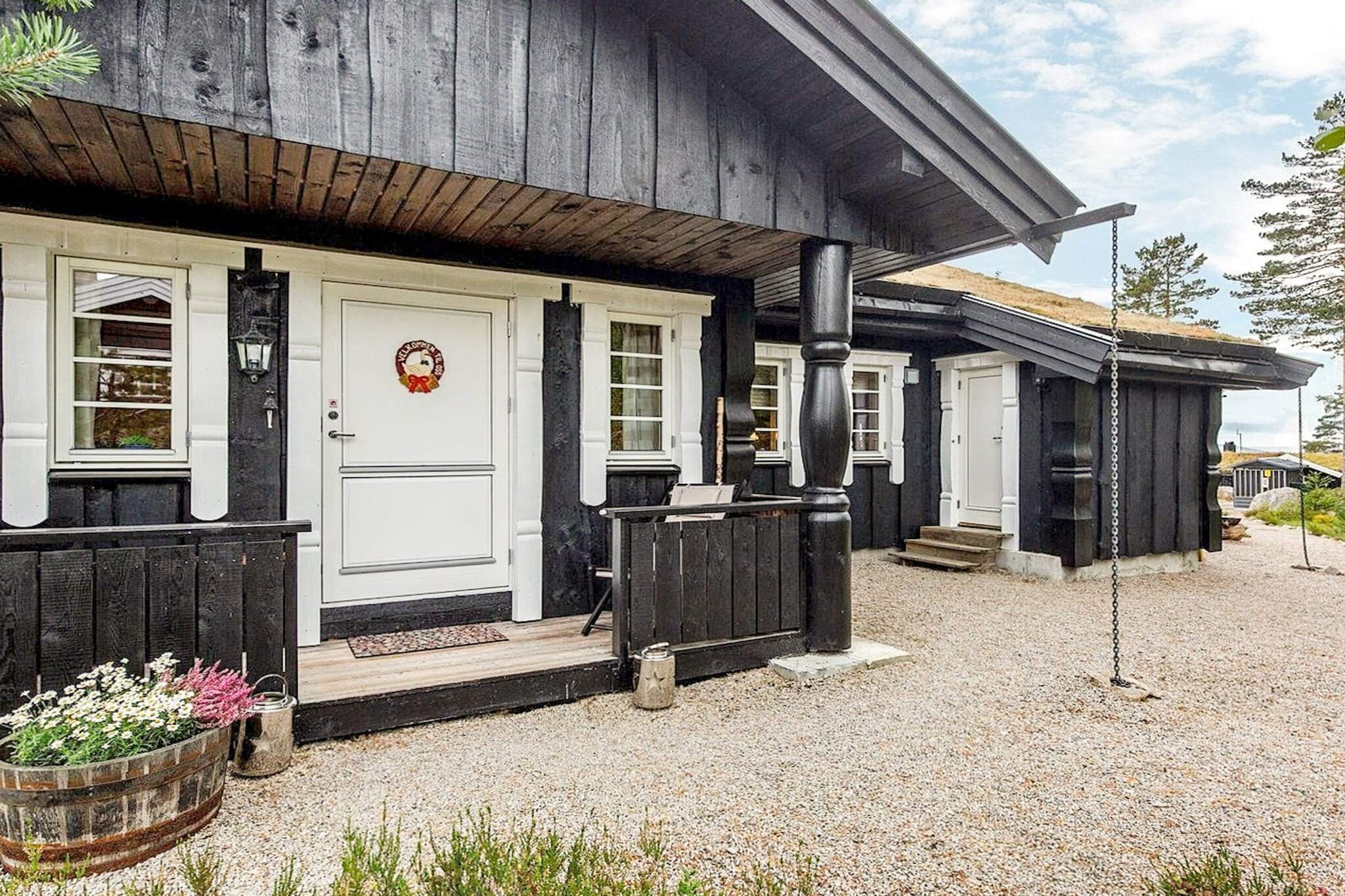 Great cabin in magnificent nature at Treungen. Great hiking opportunities all year, alpine or cross-country skiing, swimming or berry picking. Swim in the lake BjÃ¸nntjÃ¸nn from beach or cliffs. Aslo great swimming spots in the famous Jettegrytene, and Fjone beaches with lovely sand. The cabin has great standard and contains a spacious open living room/kitchen with plenty of space for everyone around the table. 4 bedrooms, one with a double bed and 3 with bunk beds. Some of the lower bunks are double, so it is possible to bring two extra children. Living room with TV, internet and a cozy fireplace. Two bathrooms and a lovely sauna for cold days. Outside there is a large terrace and a great barbecue area with a fire pit. Swing stands on the property and a playground in the immediate area with play equipment and football goals. A short drive to Gautefall alpine resort (5 km) with slopes and lifts for everyone in the winter, also great for biking in the summer. Several fishing lakes in the area, the closest are RosstjÃ¸nn and BjÃ¸nntjÃ¸nn. Fishing licenses are purchased locally, information can be found on the internet, often there is also information on the notice board by the rubbish bin. The Fjone ferry in Nissedal, MF Nisser, takes you across the Fjonesundet between Fjone and Framnes, a 500 m wide strait in Lake Nisser. The ferry connects the east and west sides of Nisser and is part of county road 3380 towards rv. 41, Telemarksvegen. Fjoneferja is Norway's smallest cable ferry and has room for three cars or one truck/bus. Owned by Nissedal municipality, ferry timetables and prices can be found on Visit Telemark's website. Hulfjell family park has animals, a water park, and farm activities, and is a popular place to visit in the summer, approx. 37 km from the cabin.