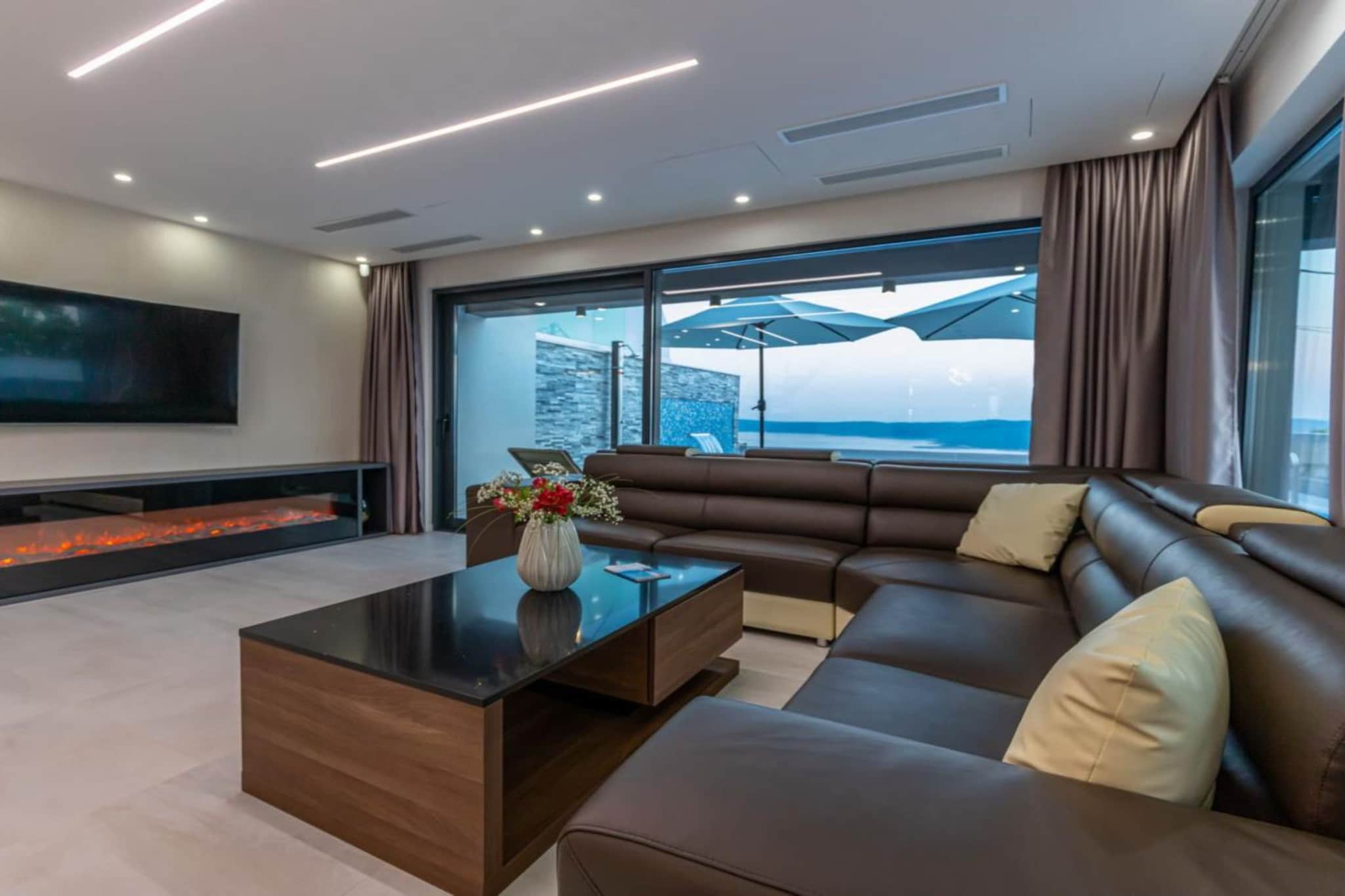 Lorena Stylish Sea View Villa - Four Bedroom Villa with Private Pool-Living room