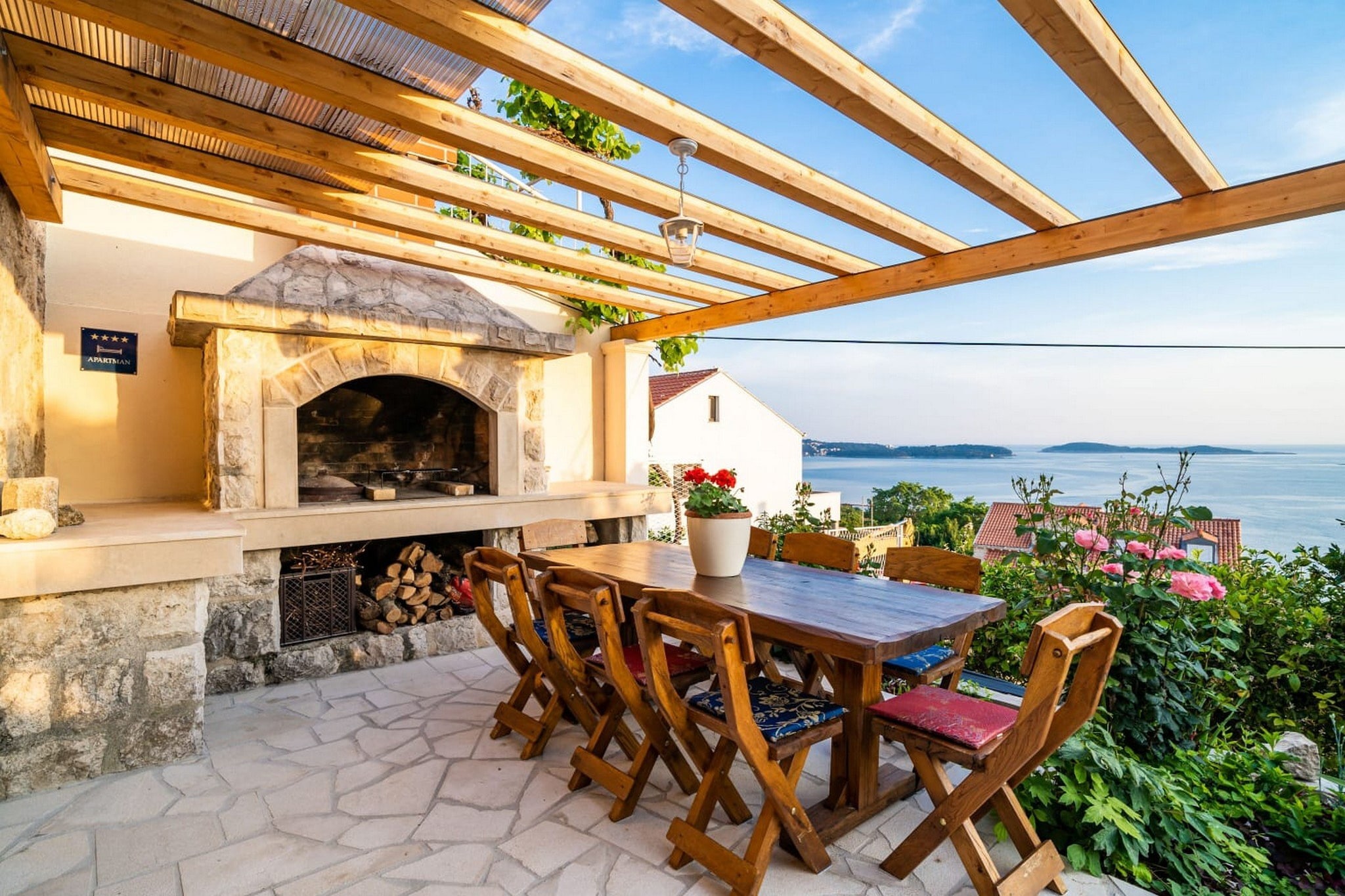 Apartment Fortuno - One Bedroom Apartment with Terrace and Sea View-Terras