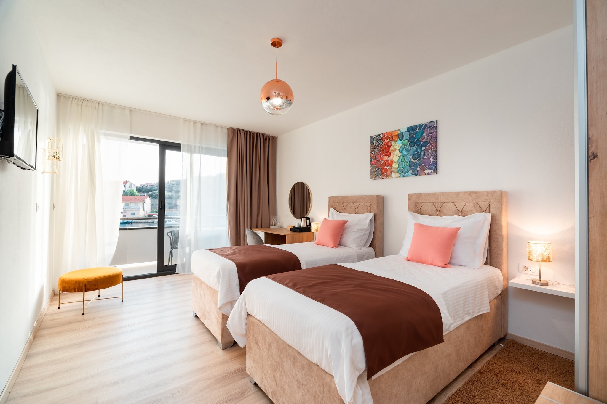 Apartments & Rooms Fisherman's Luck - Superior Twin Room with Balcony and Sea View-Bedroom