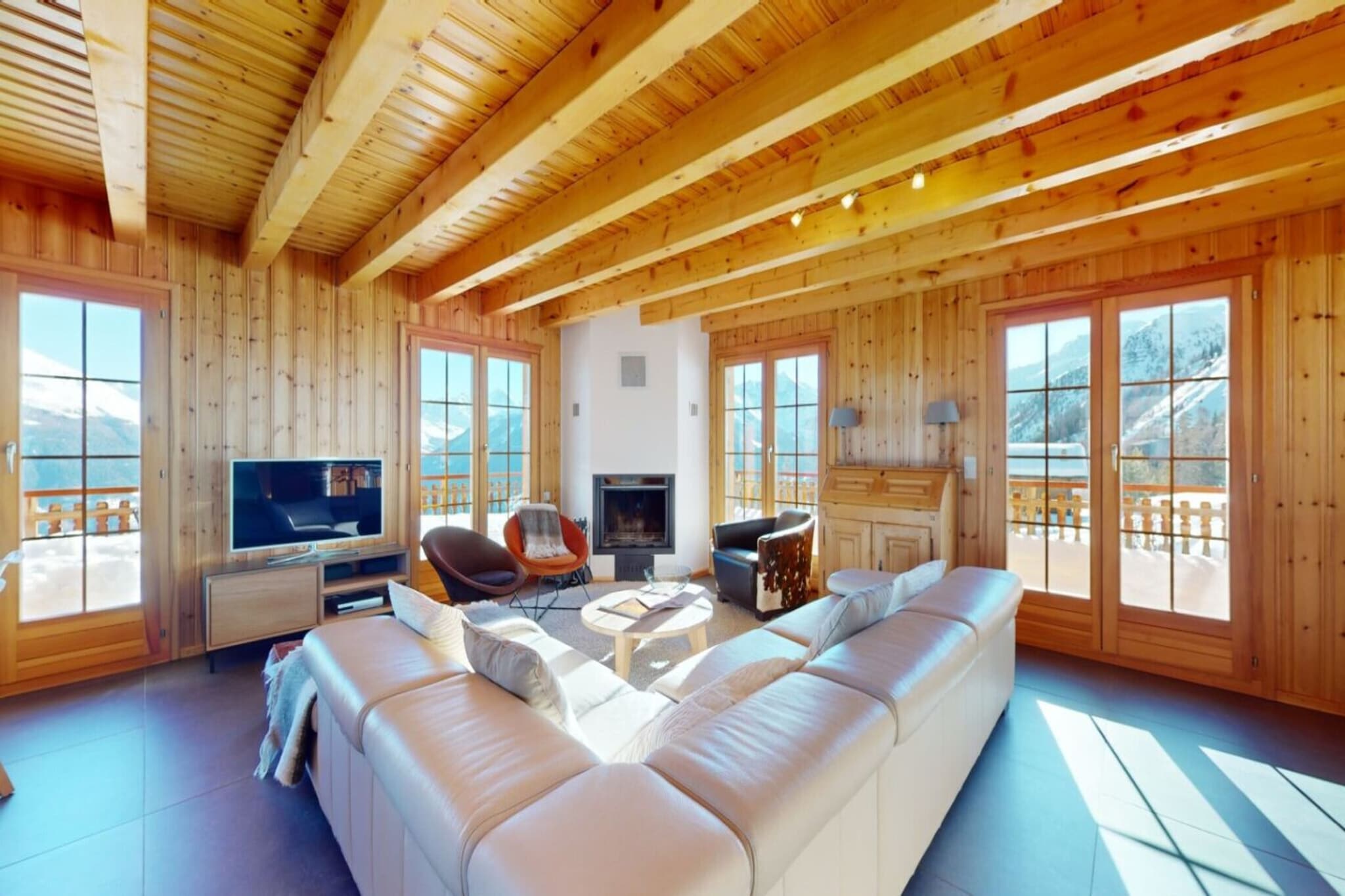 This charming chalet offers a perfect retreat for those seeking comfort and convenience in the Swiss Alps. Accommodating up to 14 guests, the property features spacious bedrooms, including multiple double beds and bunk beds for larger groups. The chalet is pet-friendly, allowing you to bring your furry companions along for the adventure. Guests can enjoy a cozy living area complete with a fireplace, large-screen TV, and high-speed WiFi for a relaxing stay. The expansive south-facing terrace provides stunning mountain views, perfect for unwinding after a day on the slopes.

Ideally located for nature lovers and outdoor enthusiasts, the chalet provides direct access to the Etherolla ski slope, ensuring a seamless ski-in/ski-out experience. The nearby village offers a range of charming cafes, restaurants, and markets, allowing visitors to enjoy local cuisine and shop for souvenirs. Within a short drive, you can explore the beauty of the Dent Blanche mountain and Dixence Dam, both offering spectacular views for hiking and sightseeing.

The chalet features a fully equipped kitchen with modern appliances, including a fridge, oven, microwave, and dishwasher, making it perfect for preparing home-cooked meals. The property includes three bathrooms, two with baths and one with a shower, ensuring ample facilities for guests. For added convenience, the chalet is equipped with a laundry room with a washing machine and dryer. Whether you're cooking, relaxing, or exploring the local area, this chalet ensures a comfortable and memorable stay.