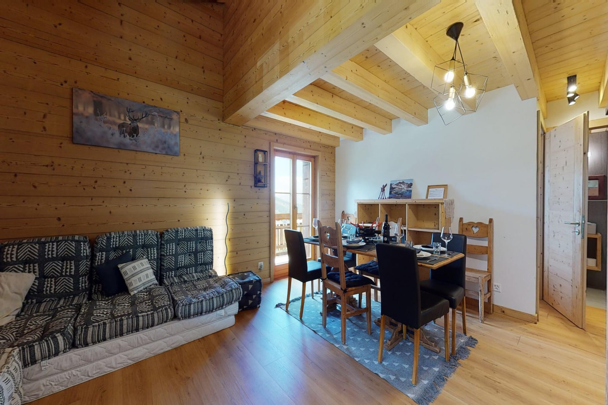 Experience the ultimate alpine getaway in Flat 002 of the Chalet des Alpes, nestled in the stunning Swiss resort of Nendaz, at the heart of the 4 Valleys. This luxurious duplex flat, newly furnished and boasting 75 mÂ² of space, comfortably accommodates up to 6 guests, making it perfect for families or groups of friends. Located directly on the ski slopes of Prarion, you can effortlessly ski in and out, while enjoying breathtaking valley vistas from your sunny balconyâ€”an ideal spot for morning coffee or evening relaxation.

The inviting living room features two single sofa beds, perfect for unwinding after a day on the slopes, while the fully equipped kitchen allows you to cook with modern appliances, including a Delta coffee machine, dishwasher, and fondue pot. With two cozy bedrooms featuring single beds and two well-appointed bathrooms, comfort is guaranteed. Stay connected with WiFi and unwind with the flat-screen TV.

Additional amenities include convenient winter parking at the bottom of the cable car in Siviez and summer parking in front of the chalet, along with a pet-friendly policy (pet fees apply). With the cable car just 200 m away and the 4 VallÃ©es Spa and shops within a short distance, youâ€™re perfectly situated for both adventure and relaxation. 

To ensure a seamless stay, bed linen, towels, final cleaning, and tourist tax are available for an additional fee, and you can enjoy exclusive discounts on rentals and local services. Unwind in the heart of the Alps and create unforgettable memories at Chalet des Alpes - Flat 002!