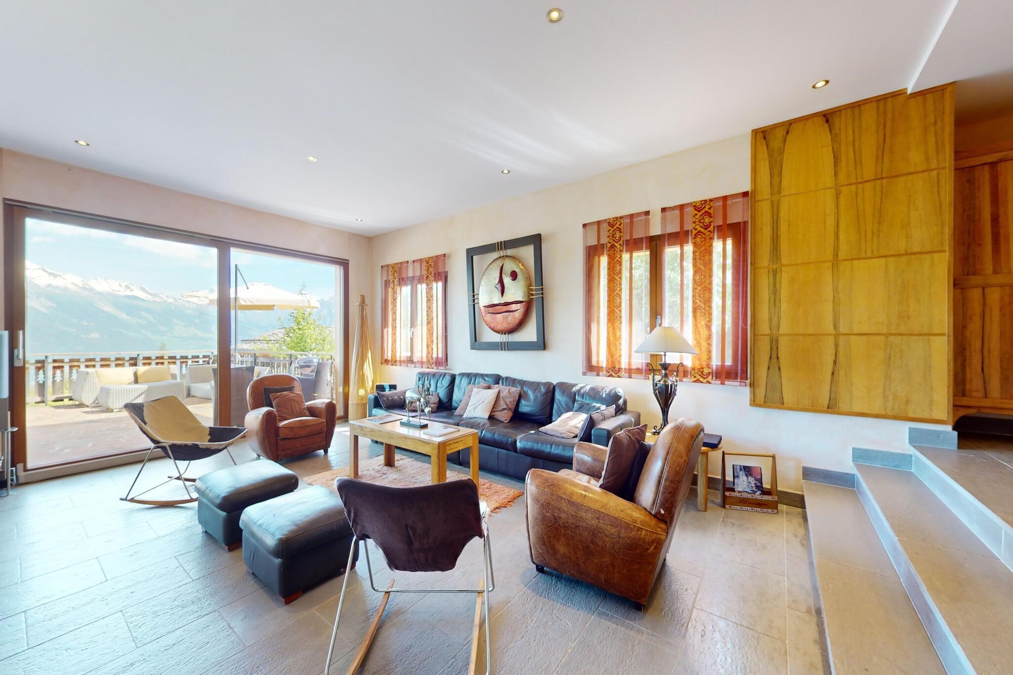 Discover the luxurious Chalet, nestled in the picturesque resort of Nendaz, Switzerland. Accommodating up to 10 guests, this stunning chalet boasts breathtaking mountain views, a large terrace, and an indoor pool, making it the perfect retreat in the heart of the 4 VallÃ©es. Spanning 400 mÂ², the chalet features a bright and spacious living room with a cozy fireplace, a home video system, and complimentary Wi-Fi throughout. The fully equipped open kitchen includes modern appliances such as a large fridge, induction hob, and Nespresso machine, ideal for preparing meals to enjoy with family and friends.

Located in a quiet residential area, Chalet Axaari is just a 10-minute walk from shops and restaurants and 1.6 km from the cable car and ski slopes, with a free shuttle bus available in winter. 

Chalet includes five well-appointed bedrooms, each designed for comfort. Bedrooms 1 and 2 feature double beds and en-suite bathrooms, while Bedrooms 3 and 4 have two single beds each and share a bathroom. The fifth bedroom includes a bunk bed, two cots, and a high chair, perfect for families. Step outside to a 50 mÂ² furnished terrace, ideal for relaxing or barbecuing while taking in the stunning views. The expansive garden offers ample space for outdoor play, featuring a swing and slide for children. The indoor pool, equipped with a star ceiling and sound system, provides a unique relaxation experience.

Indulge in a memorable stay at Chalet Axaari, where luxury meets comfort. Welcome home!