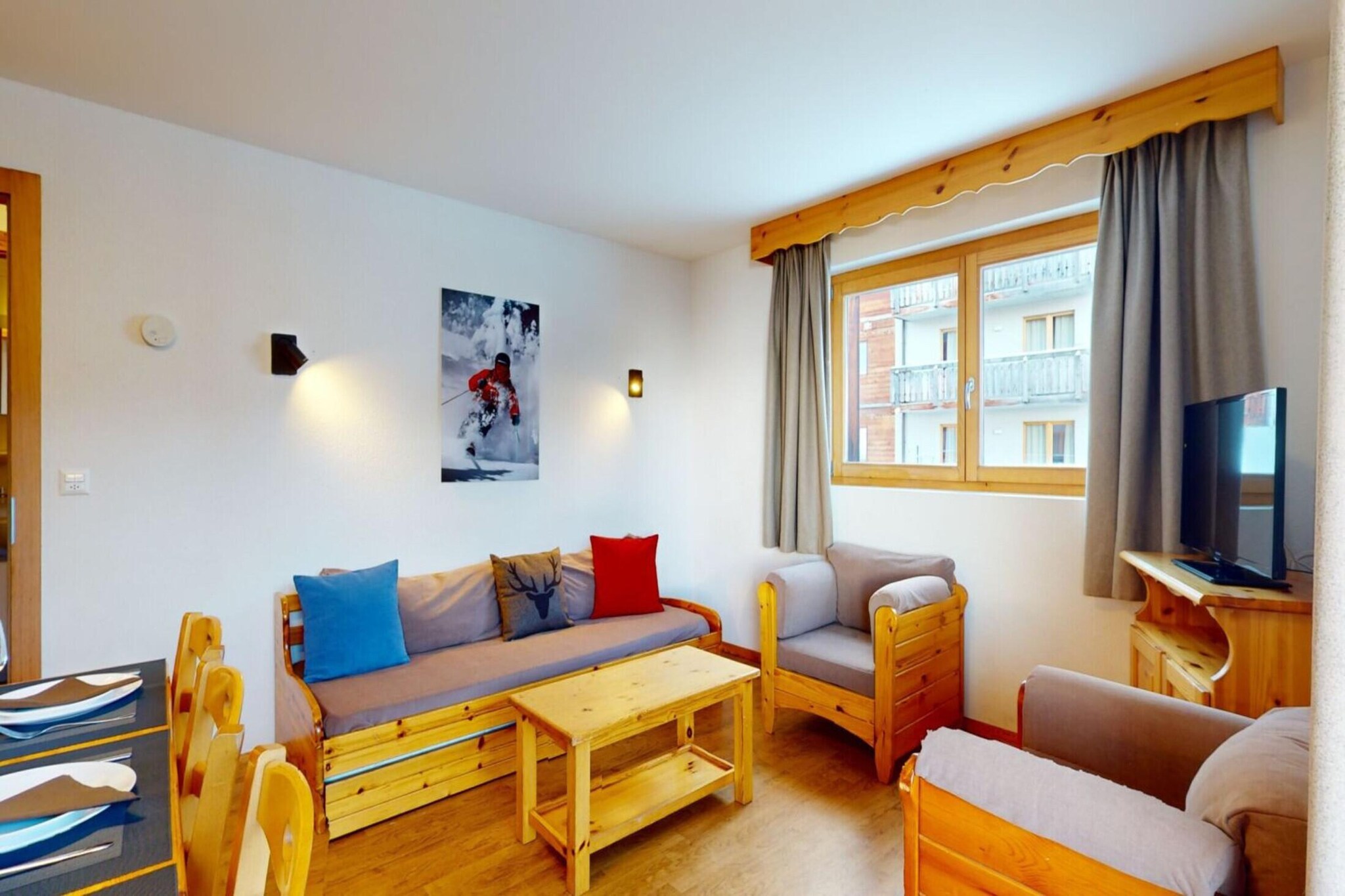Imagine yourself in this cozy flat, perfectly situated near the village center and cable cars in Nendaz, Switzerland, right in the heart of the stunning 4 VallÃ©es region. Accommodating up to 6 guests, this comfortable 3-star flat covers 49 mÂ² and is designed for relaxation and convenience. The living room features a balcony, flat-screen cable TV, and WiFi, while the open-plan kitchen is equipped with a fridge, microwave, dishwasher, and coffee machine. The layout includes a living area with a sofa bed, a bedroom with a single bunk bed, and another bedroom with two side-by-side single beds. Two bathrooms, both with showers, ensure ample facilities for everyone.

This residence boasts an exceptional location, just steps from the cable car and ski slopes, comprising two well-appointed buildings with lifts and a sauna area for your enjoyment. With the cable car only 100 meters away, and local amenities such as the Spa des Bisses and various shops within a short walk, convenience is at your doorstep.

To facilitate a smooth stay, please note that a tourist tax applies, varying by region, along with a deposit held during your stay, which will be released within one month after your departure. Additionally, you can take advantage of exclusive benefits, including discounts of up to 25% with partners for equipment rental, ski lessons, and more. Optional services are available to enhance your comfort, including bed linen and towels, end-of-stay cleaning, and additional indulgences like gourmet baskets and late check-out.