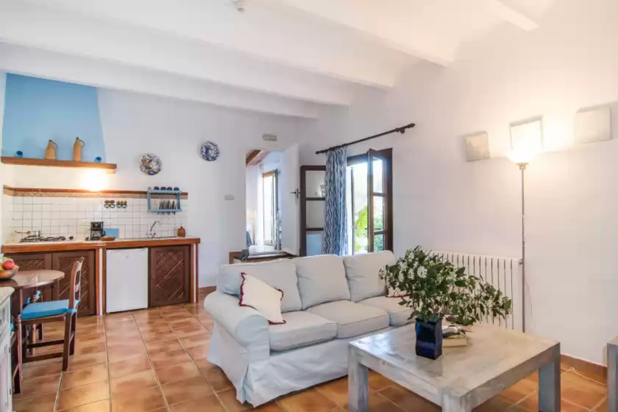 The estate is dated back to the 19th Century and has been reformed in 2014, conserving ancient details and the houses' original charme. During the summer it is a refreshing experience swimming in the shared, 10m x 4m chlorine pool with a depth ranging from 1.1m to 1.8m. Our small guests enjoy the childrens' pool (0.45m deep). Several shared terraces are the perfect scenery for a barbecue with friends and neighbors, basking in the sun on one of the loungers or using the exterior shower. In the evening, you may fancy moving back a bit and enjoy the tranquility of the private, reed-covered terrace of the apartment. The plot has more than 32000m2 and is fenced. 

The property has several properties for two or four people. It features a furnished porch where you'll enjoy your privacy reading a good book or having a great summer dinner. Indoors, there's a cozy sitting-dining room with kitchenette. The kitchen has a gas stove, a high chair if you come with your baby and some basic utensils for preparing snacks. A double bedroom and a twin bedroom count both with a bath en-suite with shower or bathtub as well as a closet. We can prepare a cot in the bedroom with terrace access. 

The estate is set in the North-East of the island, 15 km from Son Serra de Marina Natural Beach. A car is necessary to explore the beautiful north coast and beaches like Colonia de Sant Pere, Playa de Muro and Can Picafort. Enjoy genuine island life in Sant LlorenÃ§ des Cardassar and Petra, try our tasty cuisine in one of the cellers or take a walk through the cobbled streets. The city of Manacor offers more amenities like supermarkets, shops and more restaurants. 

There's no washing machine, but laundry service upon an extra cost on site is offered. Consult the advertiser for possible charges. Pets are not allowed. The holding of events is forbidden. There is exterior parking for 2 cars.  Please note that the opening and closing dates of the communal pool are subject to community regulations and may vary depending on the season, without prior notice. Updated information will be available upon your arrival.
Distances
Beach: 15.4 km - Son Serra de Marina
Airport: 48.1 km - Aeroport de Son Sant Joan
Golf course: 19.2 km - Pula Golf
Town: 8.4 km - Manacor
Train station: 8.4 km - EstaciÃ³ de Manacor
Bus stop: 8.4 km - Carrer de Conilles, Manacor
Ferry: 9 km - Port d'Alcudia
Hospital: 8 km - Hospital de Manacor
Tourist license: AG/97The Ecotasa (tourist tax) must be paid cash on site when checking in. The amount varies between 0.55â‚¬/night and guest during the low season and 2.2â‚¬/night and guest during  the high season. The tax is reduced by half from the 9th day of your stay. All guests have to pay the Ecotasa, except people under 16 years.  Extra Cot (January - December): 7 EUR/Night (optional) <br> <br />