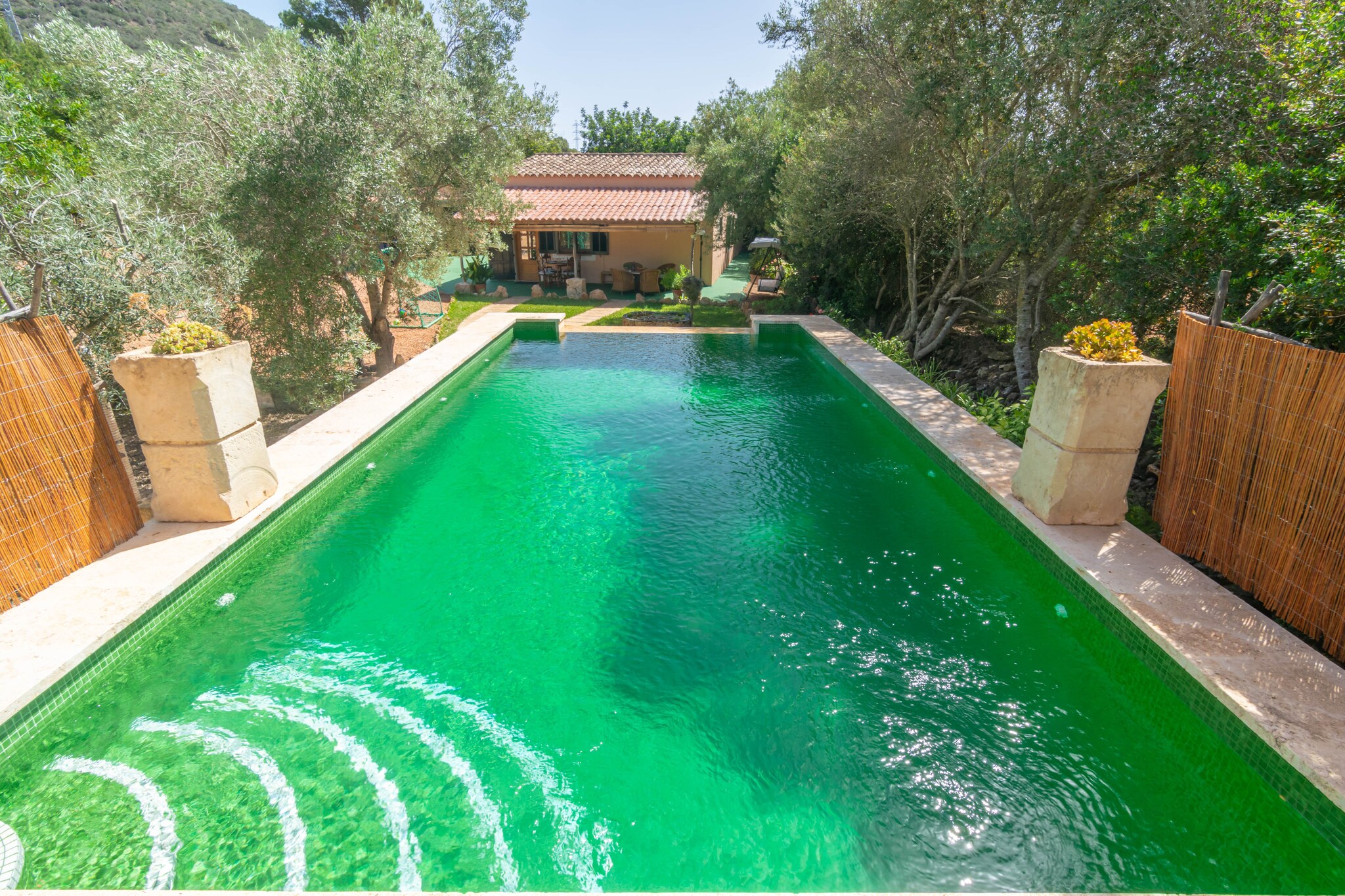 In the exterior of this wonderful country house you can relax after a day visiting the island. The above-ground chlorine pool measures 7.5 x 3.5 meters and has a depth ranging from 1.10 to 1.90 meters. The area is completed with sun loungers to bask in the sun, a ping pong table for a bit of fun, a barbecue area to taste delicious grilled meats and vegetables and plenty of space to unwind with the greatest privacy.
The single-storey house offers a rustic and cosy style. The large living-dining-kitchen area is equipped with satellite TV, AC, fireplace, table for 4 and gas cooker and oven. To relax you will find 3 bedrooms with wardrobe and A/C. One has a double bed and en-suite bathroom with shower and the other two have a single bed each. There is another bathroom with bathtub in the house. In the accommodation you will also find a washing machine, iron and ironing board. Lastly, a cot and high chair will be at your disposal if you are travelling with your baby.
The house is located among fields with great privacy. Llucmajor is about 7 km away, a Majorcan town with deep-rooted traditions where you will also find all the necessary services for your stay. Moreover, the most wonderful beaches on the island, such as sa Ràpita, Cala Pi or es Trenc, are very close. Consult the advertiser for possible charges. Pets are not allowed. The holding of events is forbidden. There is exterior parking for 3 cars.
Distances
Beach: 18.2 km - Sa Ràpita
Airport: 27.6 km - Palma de Mallorca
Golf course: 12.8 km - Golf Son Antem
Town: 7.4 km - Llucmajor
Train station: 32.5 km - Palma de Mallorca
Bus stop: 6.3 km - Llucmajor
Ferry: 32.2 km - Palma de Mallorca
Hospital: 31.3 km - Hospital Son Llàtzer
Tourist license: ETV/6730Single Rental Registry: ESFCTU000007018000405001000000000000000000000ETV67305The Ecotasa (tourist tax) must be paid cash on site when checking in. The amount varies between 0.55€/night and guest during the low season and 2.2€/night and guest during the high season. The tax is reduced by half from the 9th day of your stay. All guests have to pay the Ecotasa, except people under 16 years. You will have to pay the deposit amount at the arrival to the owner.Homerti - Central de Reservas CR/33 Electricity (January - December): 1.20 EUR/KW (mandatory) <br> <br />
