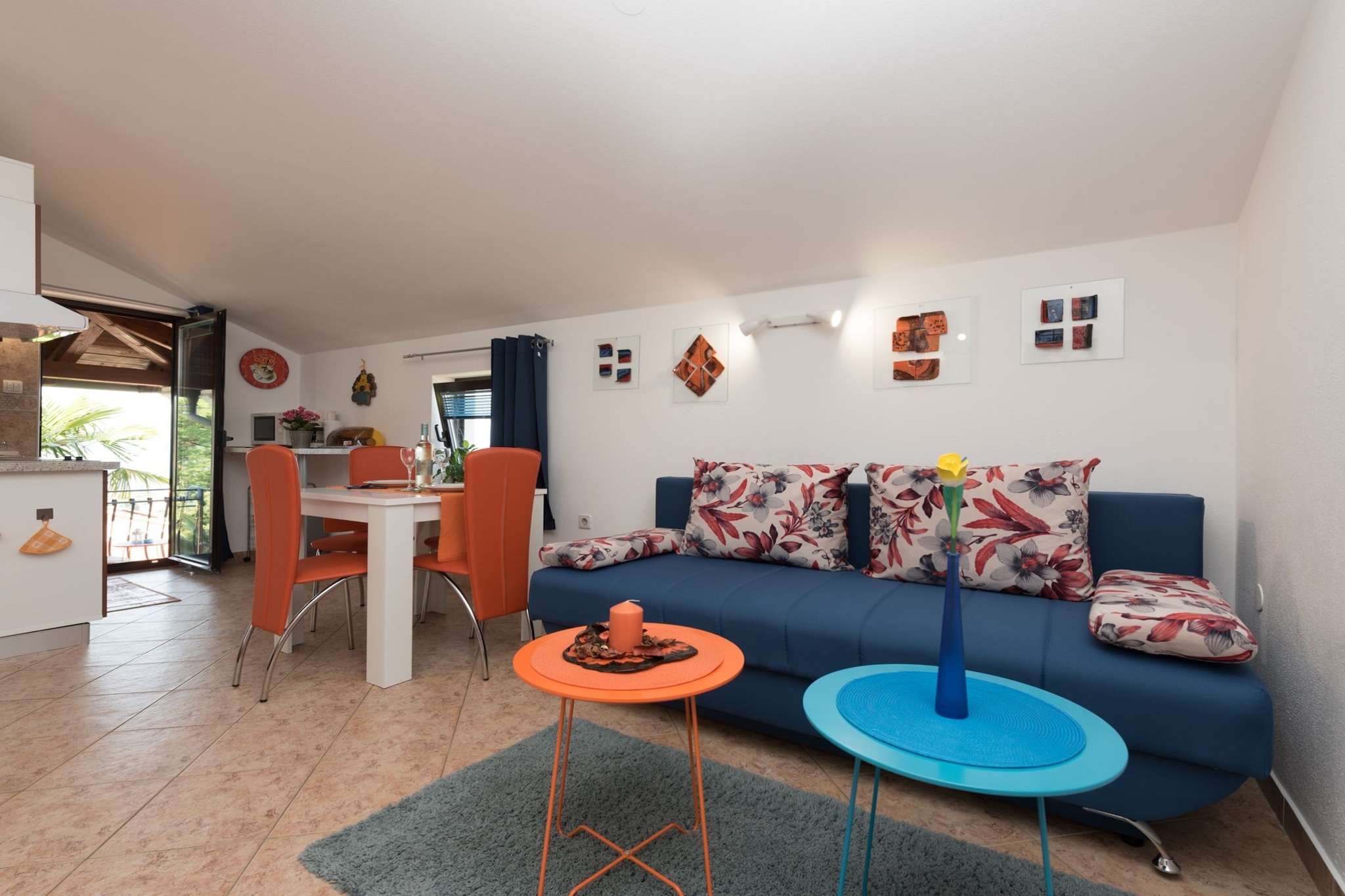 Stylish Lovran Sea View Apartments - One Bedroom Apartment with Terrace and Sea View-Living room