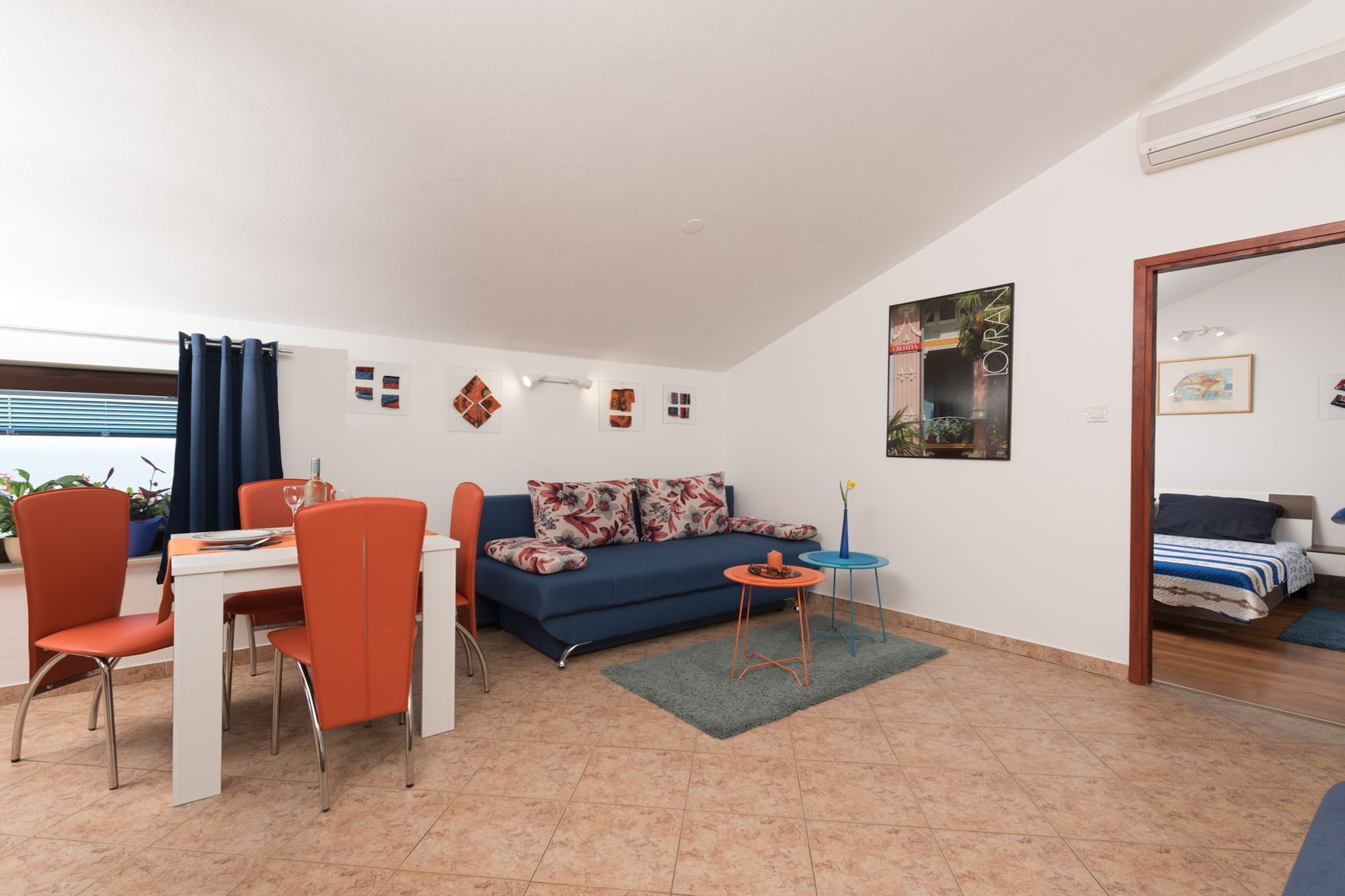 Stylish Lovran Sea View Apartments - One Bedroom Apartment with Terrace and Sea View-Living room