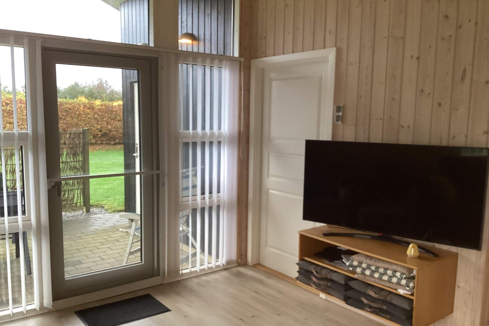 Kitchen(cooker(2 ring stoves), coffee machine, oven, microwave, dishwasher, freezer(100-139L), fridge-freezer), Living/bed room(TV(german television channels, danish TV channels (DR1 and TV2), norvegian TV channels , swedish TV channels)), bedroom(double bed), bedroom(single bed, double bed), bedroom(double bed), bathroom(washbasin, hip bath, shower, toilet, washing machine), heating(electric), terrace, garden, garden furniture, air to air heatpump