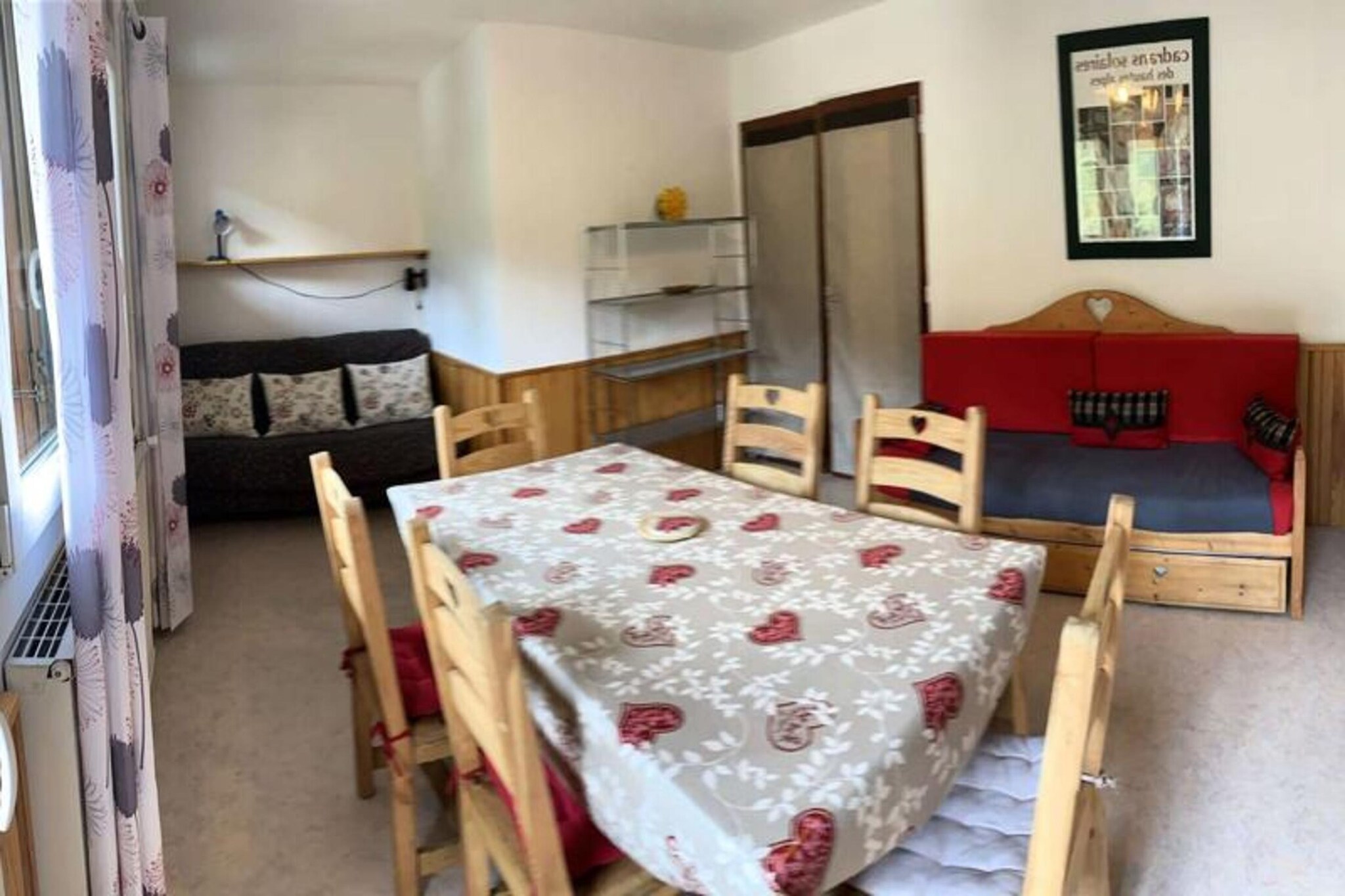 Property, along with its comfortable and practical layout, accommodates up to 6 guests. It features a double bedroom with wardrobes for ample storage, along with a living room that includes a sofa bed and two single beds in a designated cabin area. The apartment has a large bathroom with an Italian shower and a toilet. While bed linen and towels are not included, these can be rented for an additional fee. The property provides essential services such as end-of-stay cleaning and heating, ensuring a comfortable and hassle-free stay.

Located at the foot of the St Marie chairlift, the apartment offers direct access to the slopes, ensuring quick and easy departures to both Risoul and the top of the resort. This prime position allows guests to enjoy smooth ski access without the usual congestion, enhancing the overall ski experience. The surrounding resort offers various mountain activities, making it ideal for both skiers and non-skiers. The nearest transport links, such as bus stations and airports, are easily accessible for travel convenience.

The apartment comes with a fully equipped kitchen, perfect for preparing meals during your stay. The kitchen includes all necessary appliances for cooking, offering flexibility and convenience for guests. Additional amenities like heating are provided throughout the apartment, ensuring comfort during colder months. While bed linen and towels are not provided, they are available for rent, ensuring guests can have everything needed for a comfortable stay.
